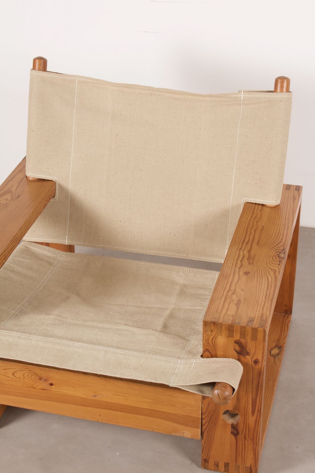 Mid-Century Modern Dutch Pine And Canvas Lounge Chair By Ate Van Apeldoorn, 1960s photo 2450.0