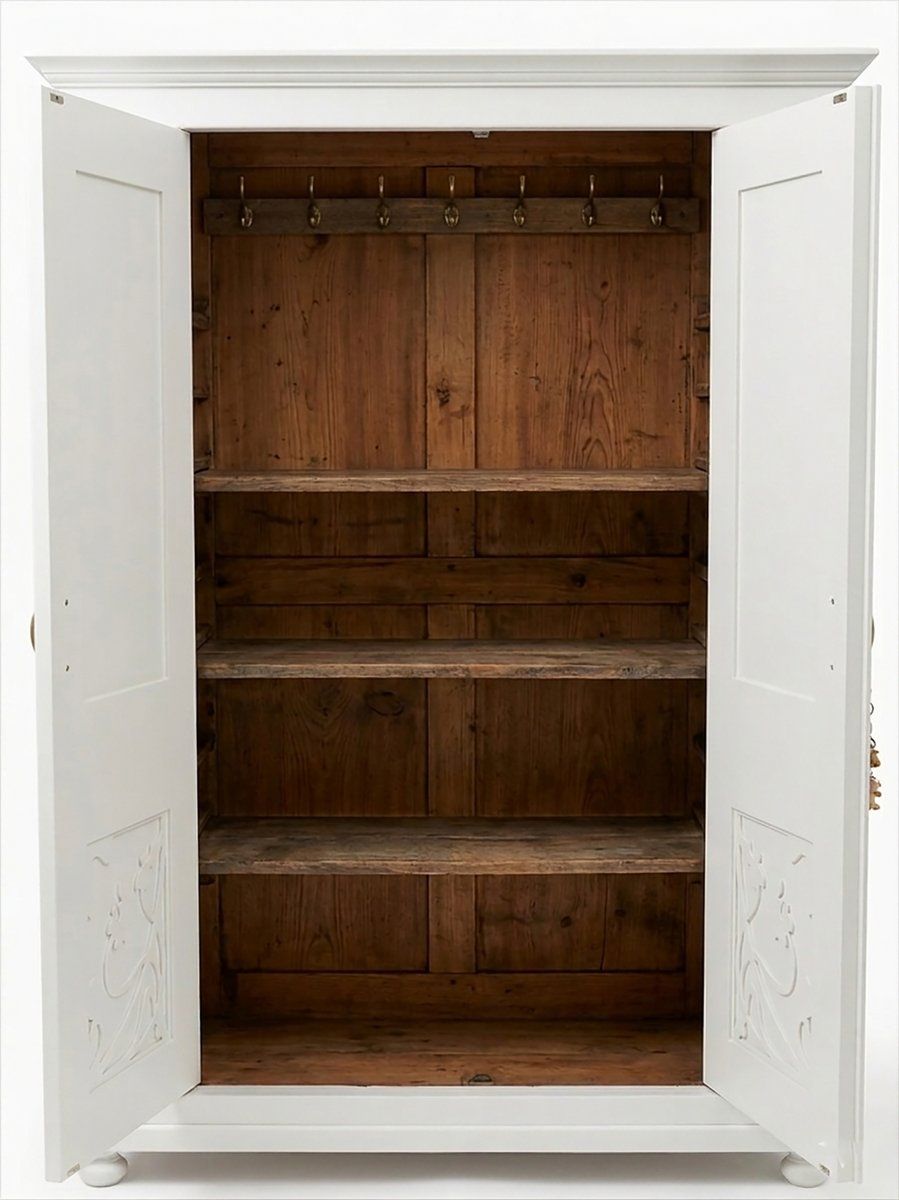 Tweedeurs kledingkast met gesneden bloemdetails photo for sale