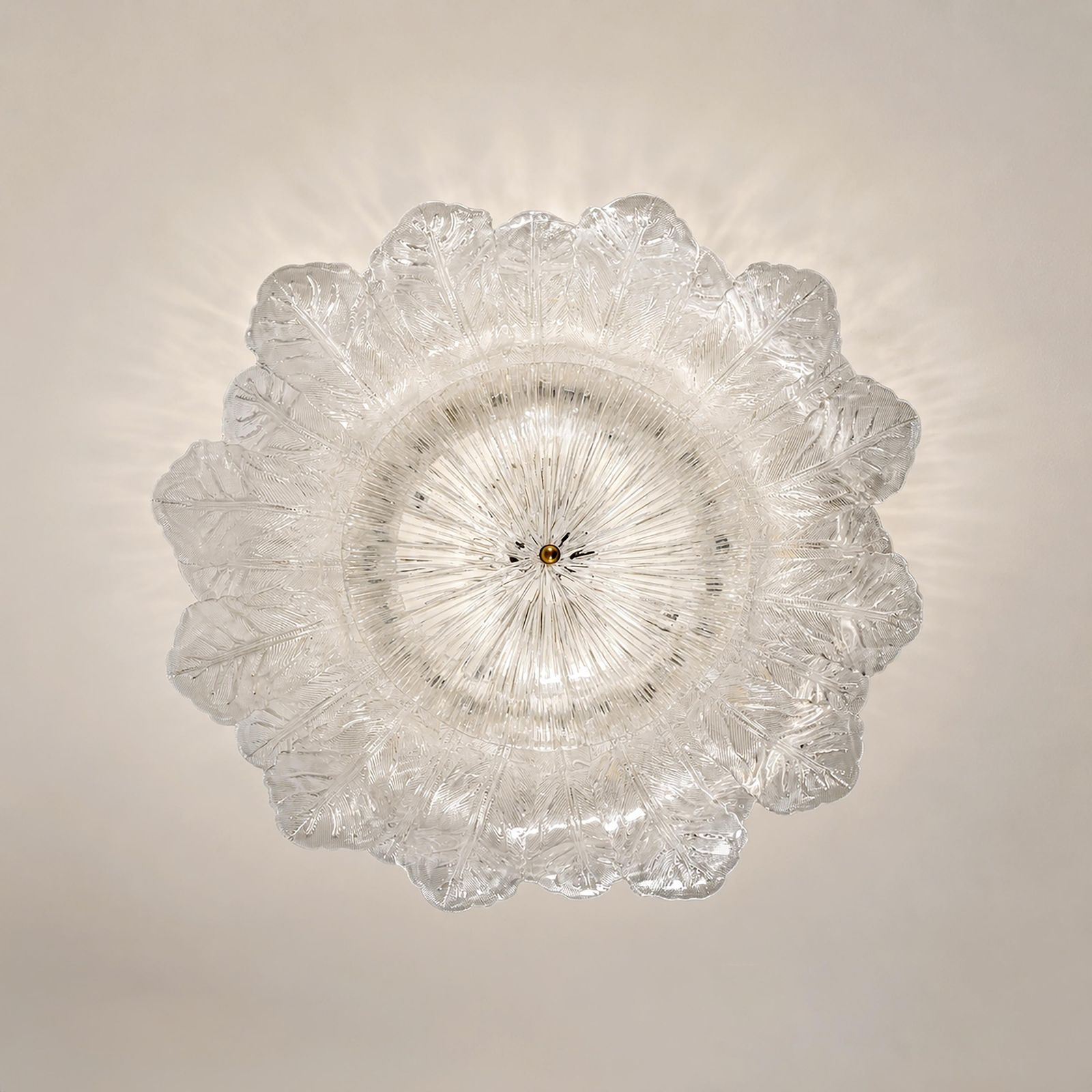 Grote Italiaanse plafondlamp met Murano-glazen bladeren photo 5991.0