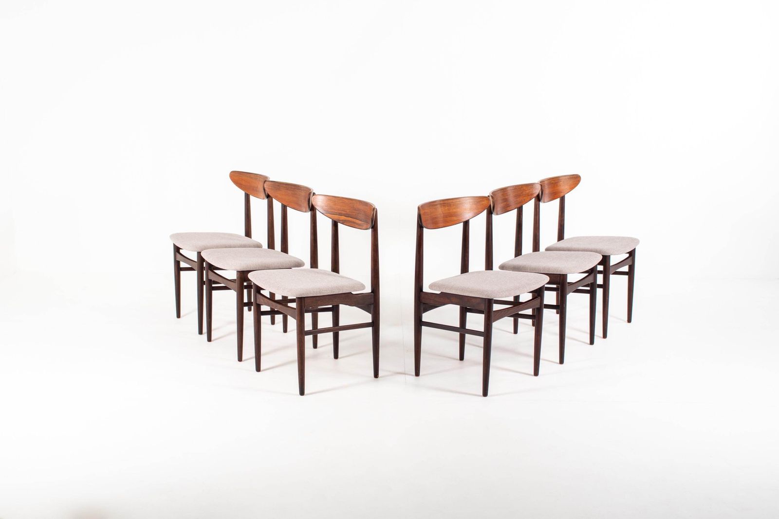 Set van 6 Deense Palissander Eetkamerstoelen, Denemarken, jaren 1960 - Opnieuw Bekleed photo Meubels