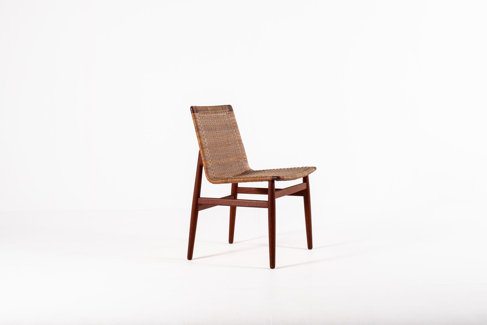 Jørgen Høj Teak And Rattan Chair For Thorald Madsen, Copenhagen Denmark 1950's photo for sale