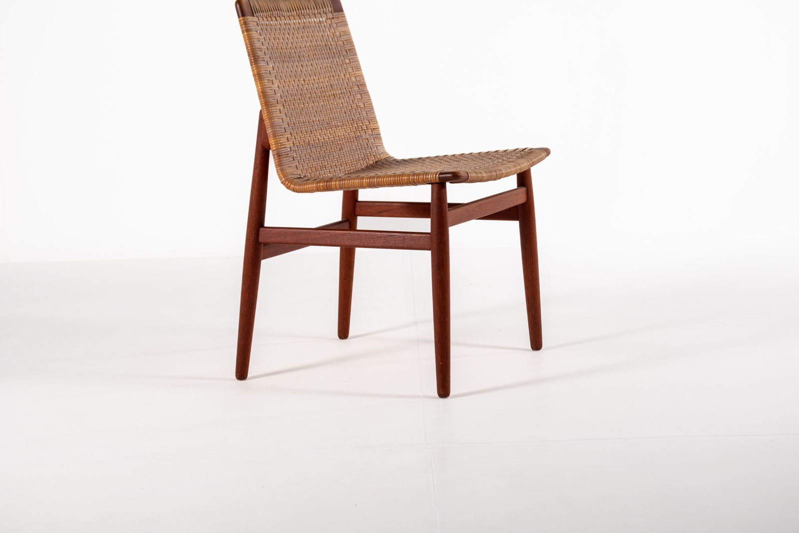 Jørgen Høj Teak And Rattan Chair For Thorald Madsen, Copenhagen Denmark 1950's photo Meubels