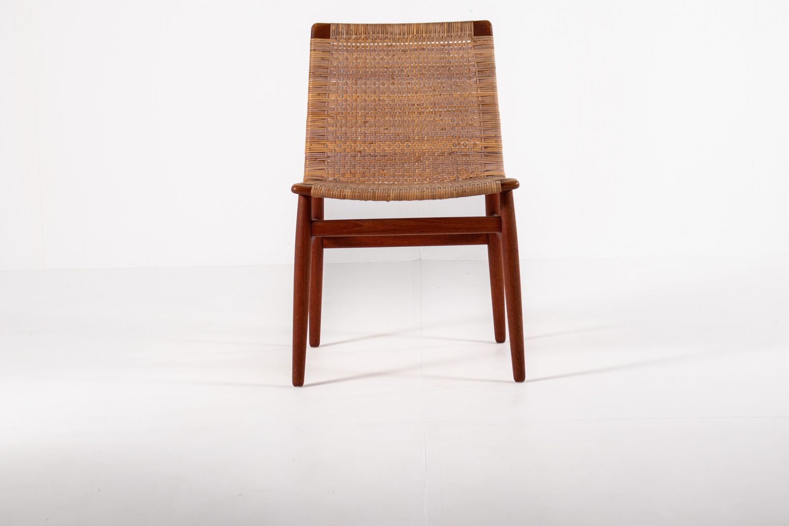 Jørgen Høj Teak And Rattan Chair For Thorald Madsen, Copenhagen Denmark 1950's photo buy