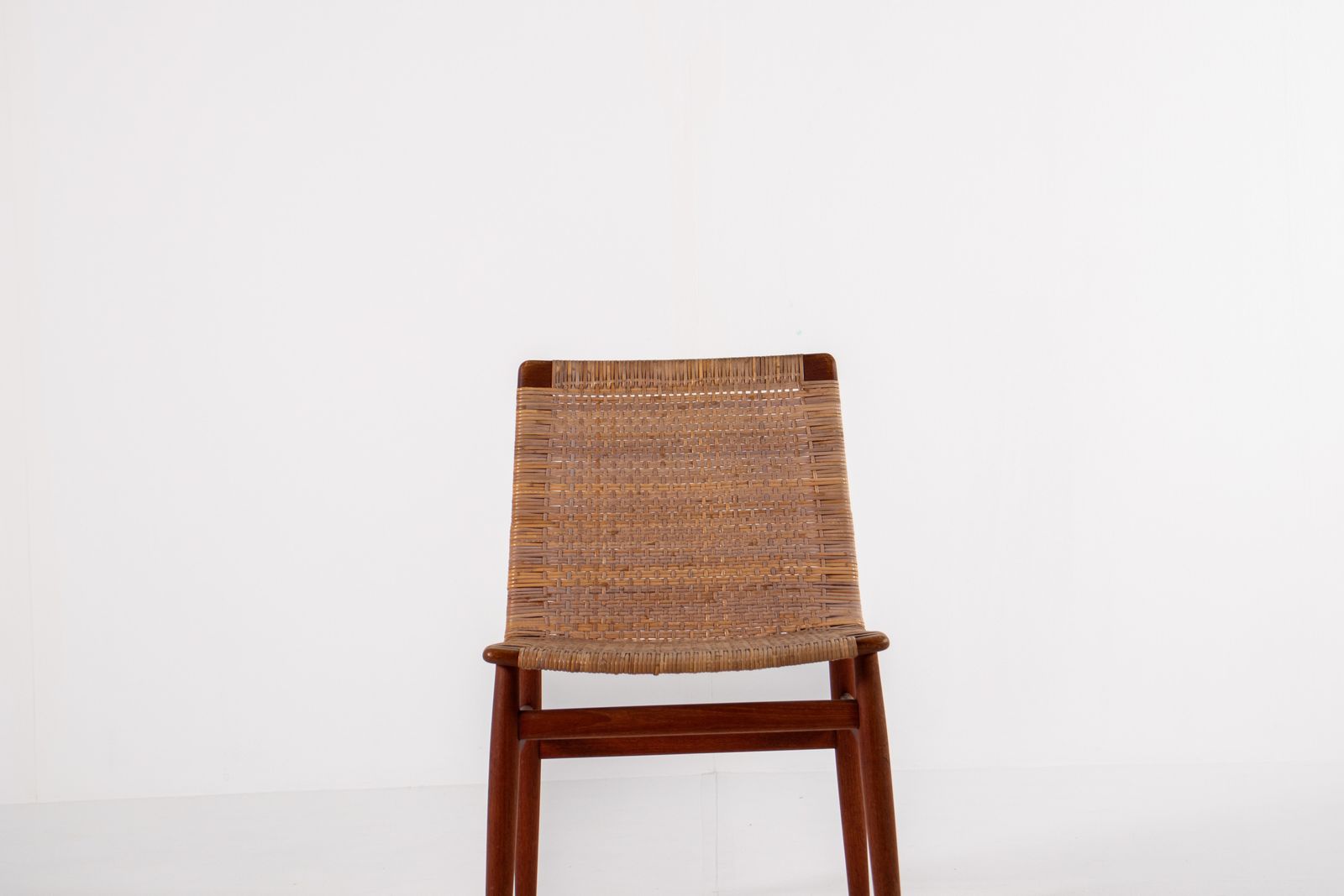 Jørgen Høj Teak And Rattan Chair For Thorald Madsen, Copenhagen Denmark 1950's photo vintage