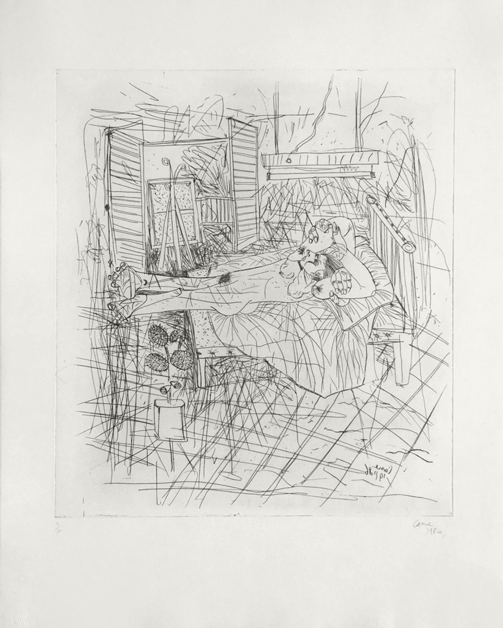 Louis Cane Gesigneerde Ets Nu Allongé III (1er état) 1986
