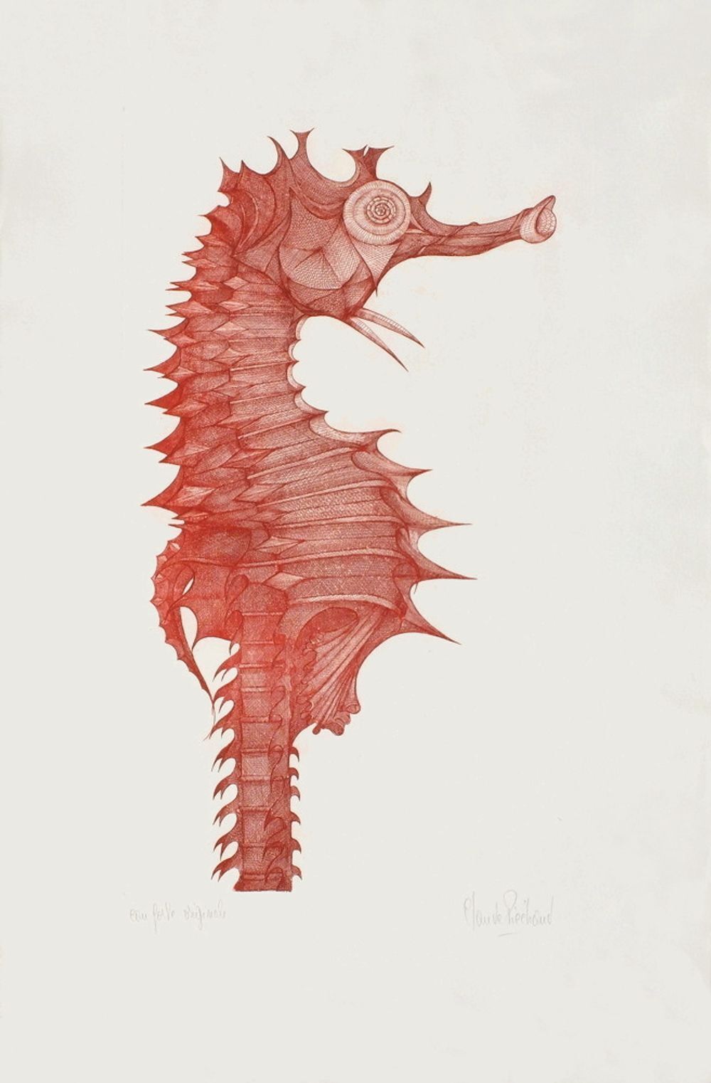 Claude Piechaud Gesigneerde Ets Hyppocampe III 1980