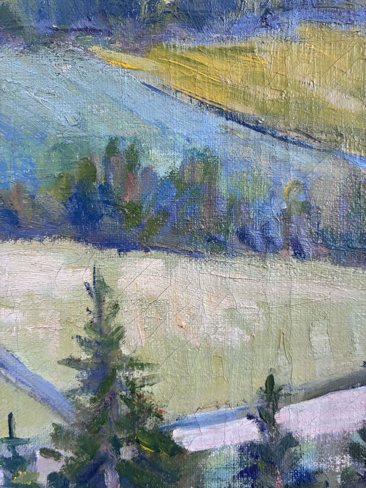 Peinture à l'huile vintage, paysage de campagne photo vintage