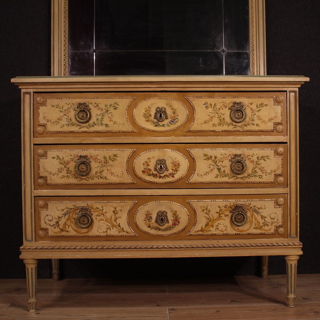 Lacquered Dresser With Mirror Louis XVI Style From 1960s photo buy