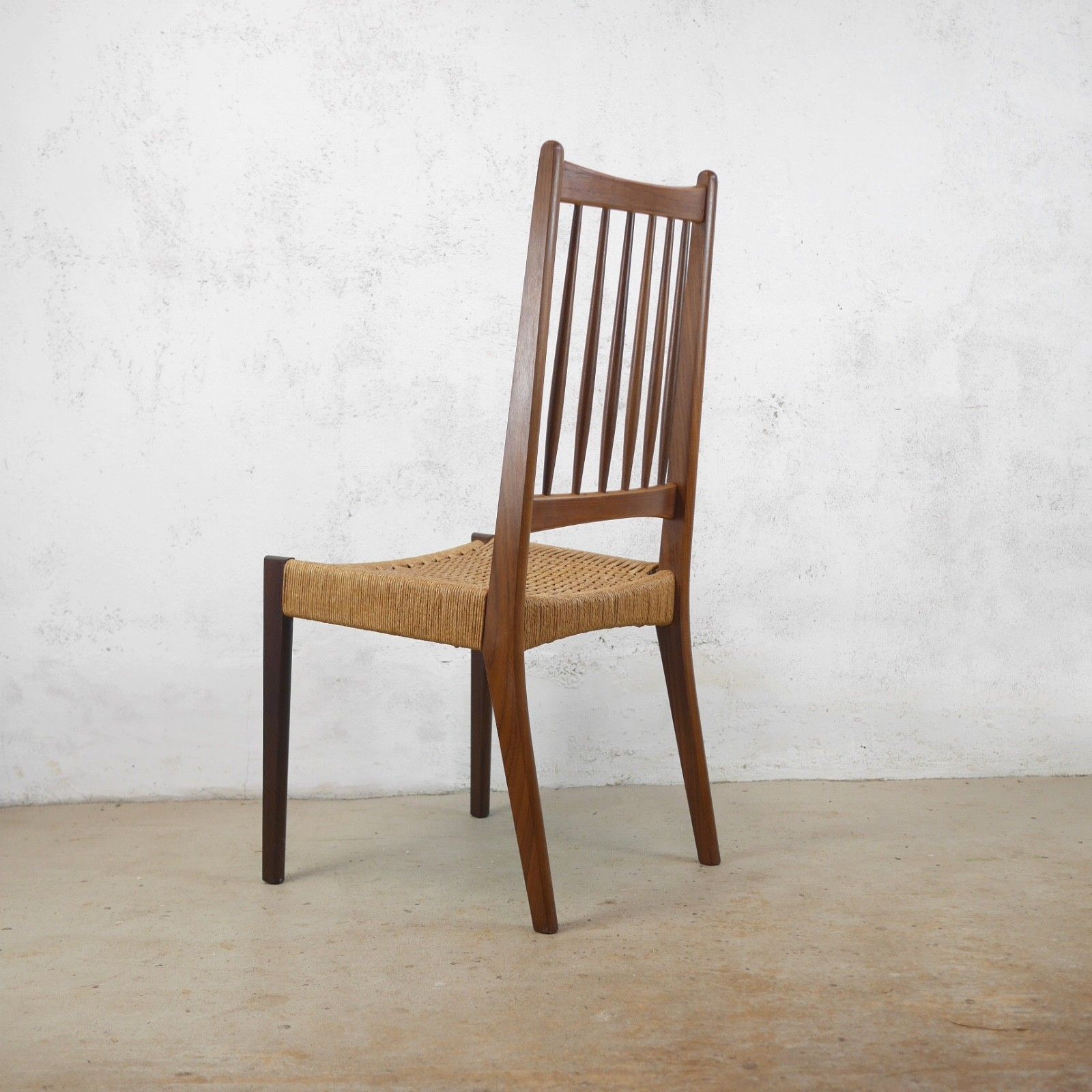 photo for sale Vintage Mid Century Danish Teak Cord Dining Chairs Arne Hovmand Olsen #103227