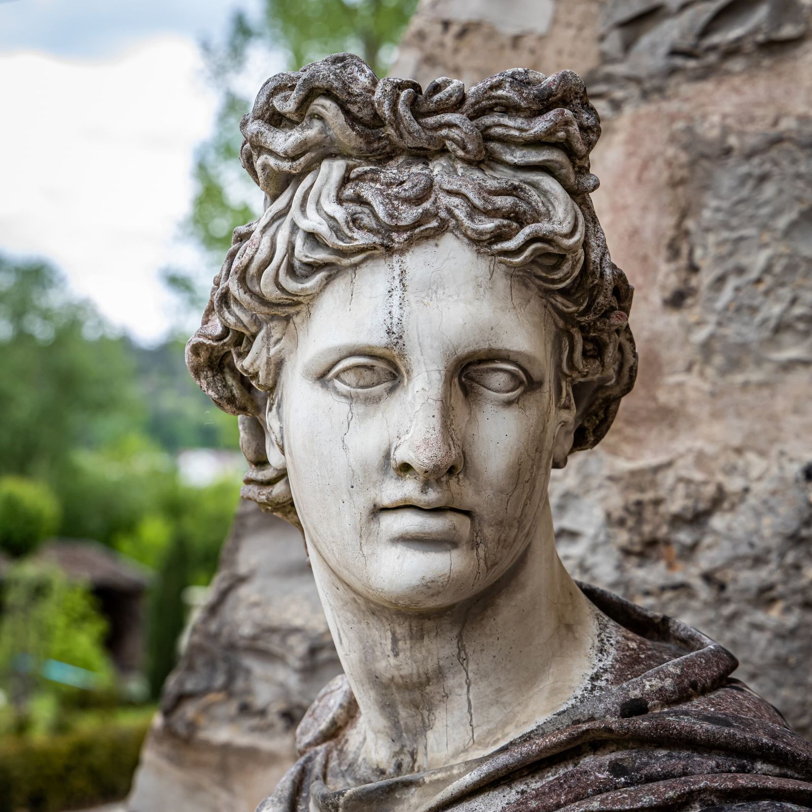 Bust Of The Apollo Belvedere In Natural Stone, 2nd Half 20th Century photo Art