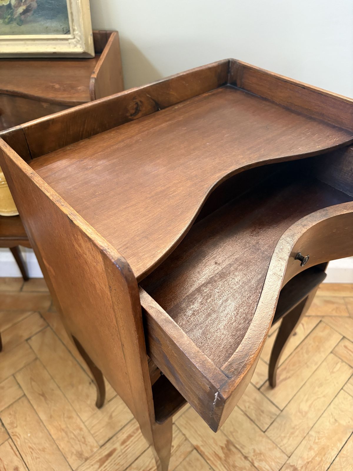 A Pair Of French Walnut Bedside Tables photo buy