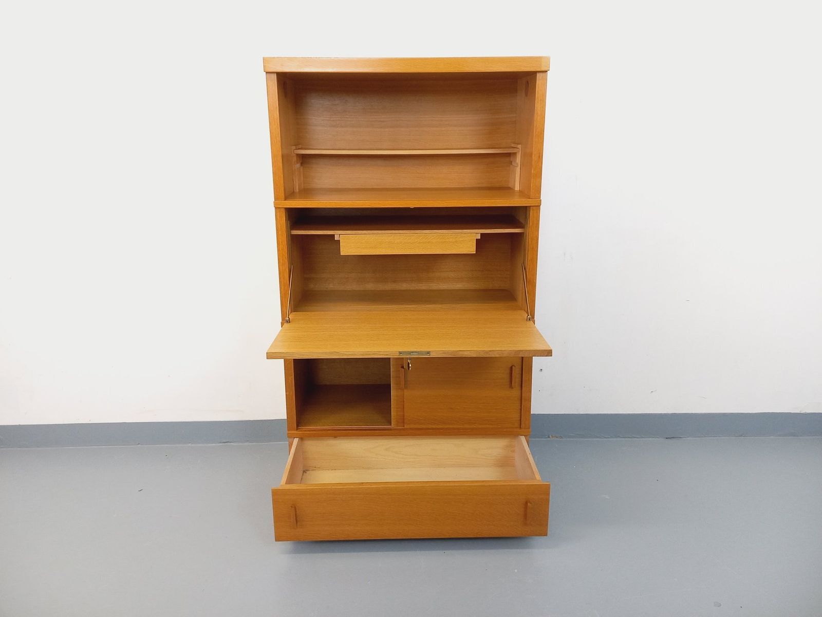 Storage Unit With Oak Secretary Desk photo for sale
