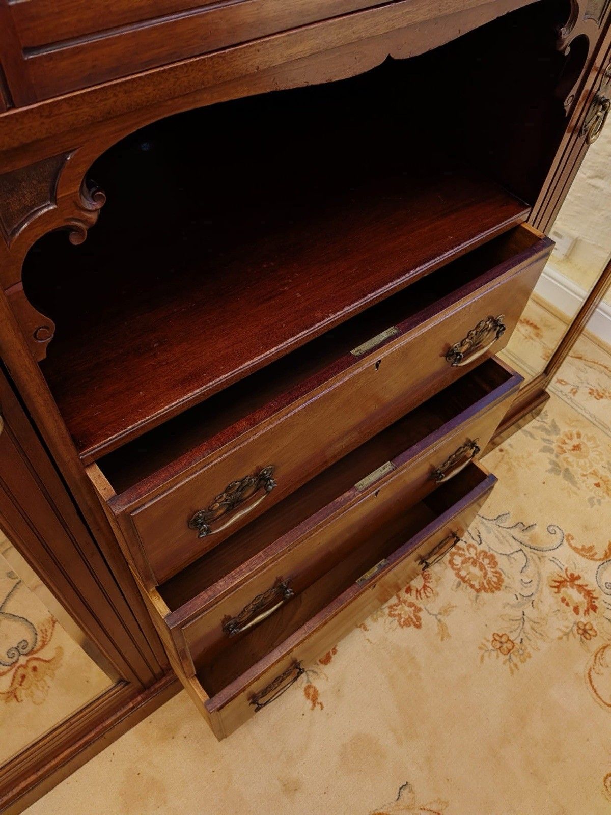 Victorian Carved Mahogany Triple Combination Wardrobe photo buy