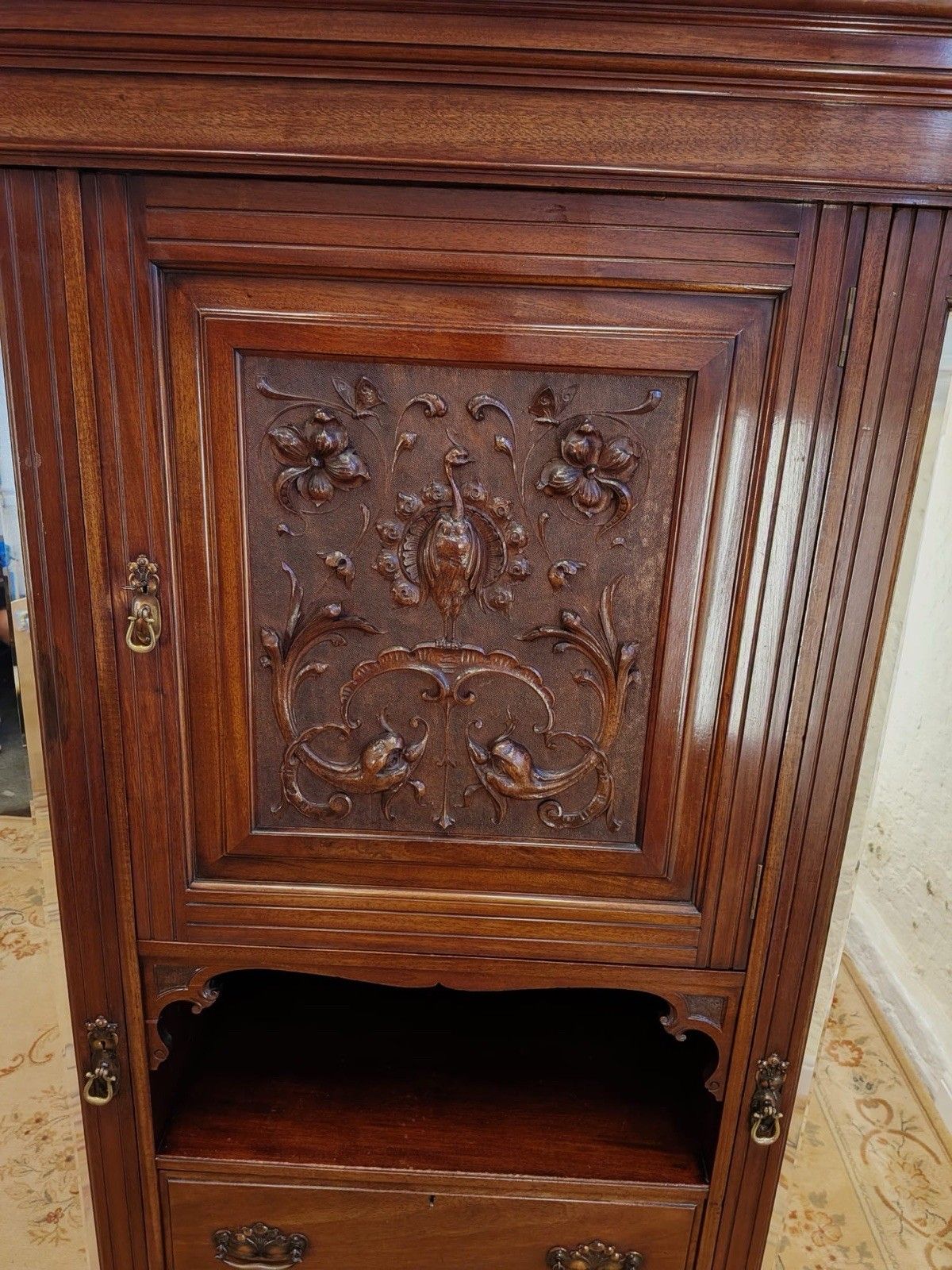 photo furniture Victorian Carved Mahogany Triple Combination Wardrobe