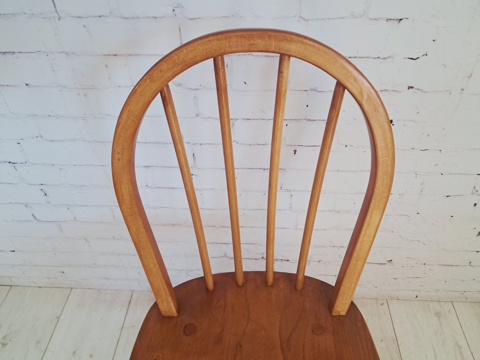 Mid Century Ercol Windsor Dining Chairs Pair Hoop Back Light Elm Chairs 1960 photo buy