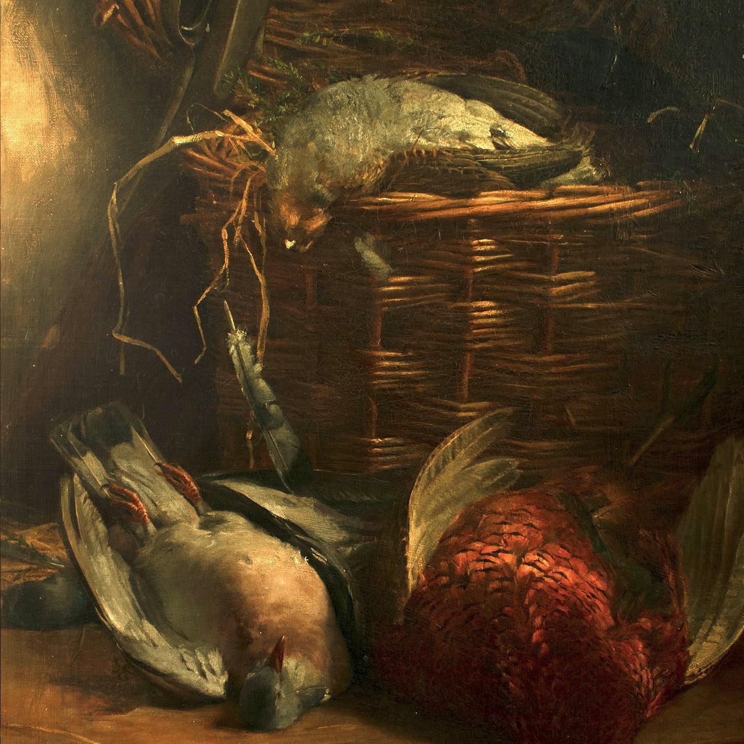 Nature morte « After The Shoot » H Tickner (britannique), datée de 1901, huile sur toile photo furniture