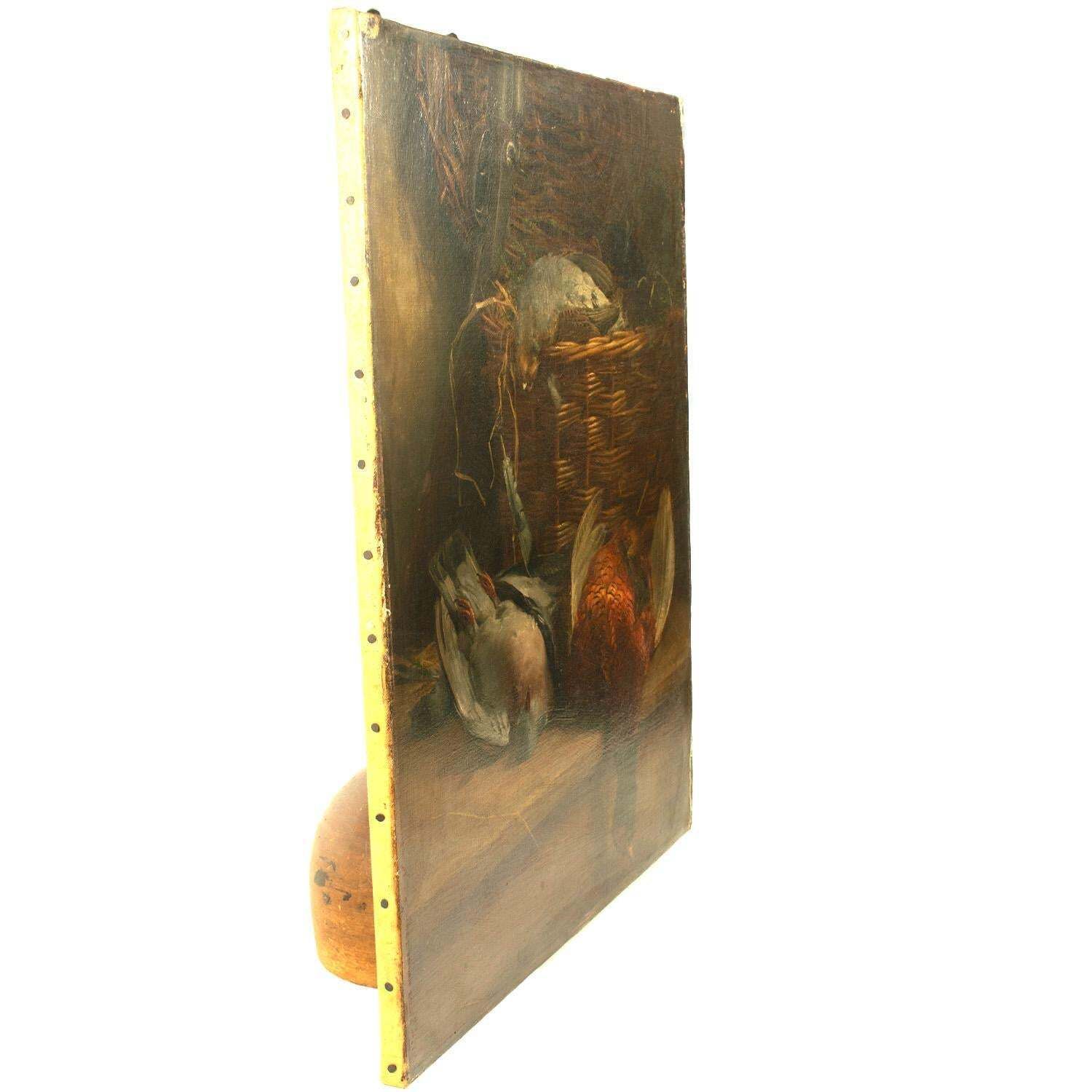 Nature morte « After The Shoot » H Tickner (britannique), datée de 1901, huile sur toile photo buy