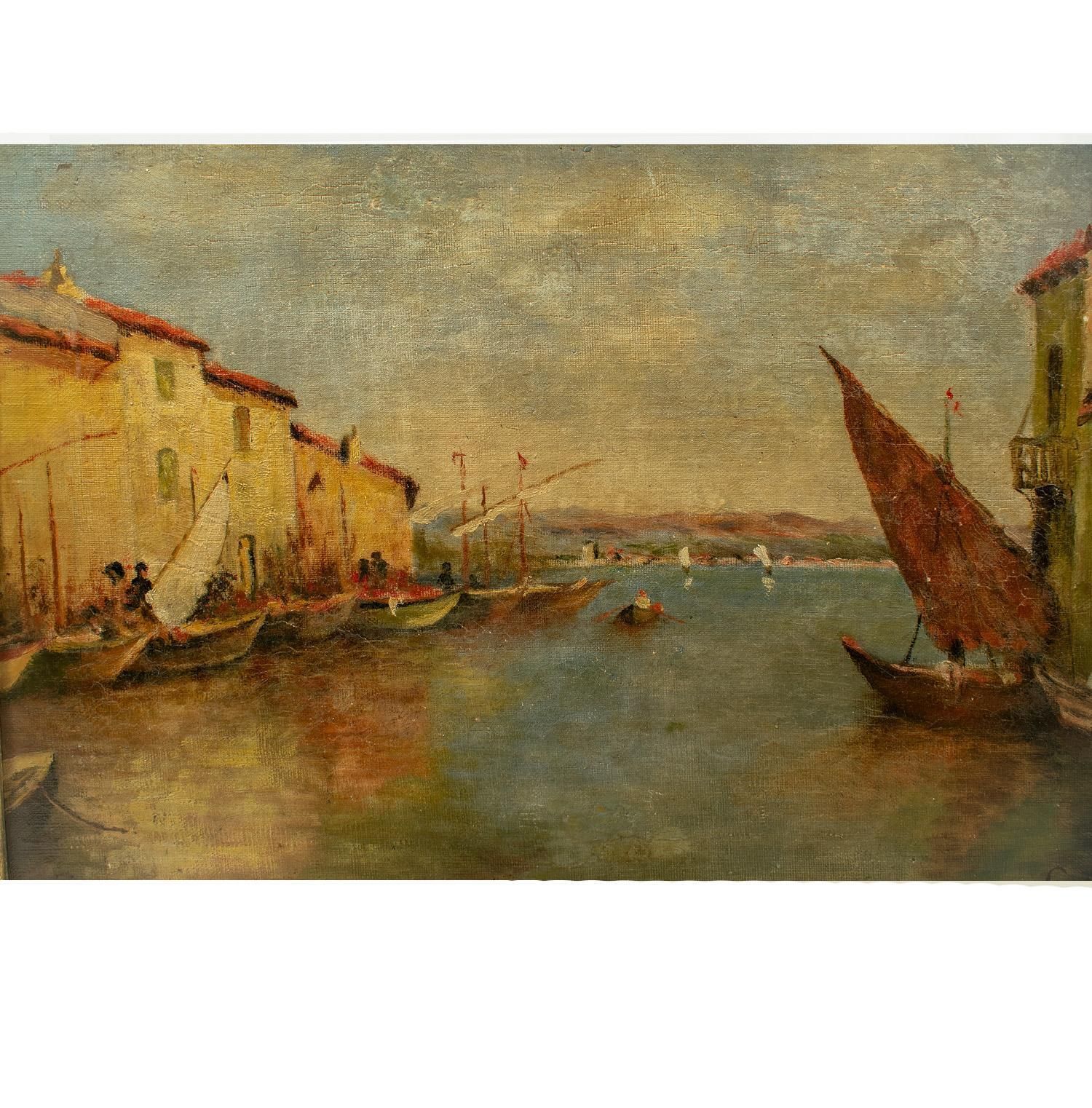 Venetian Port By Lasson Oil On Canvas  Signed, Late 19 Century photo furniture