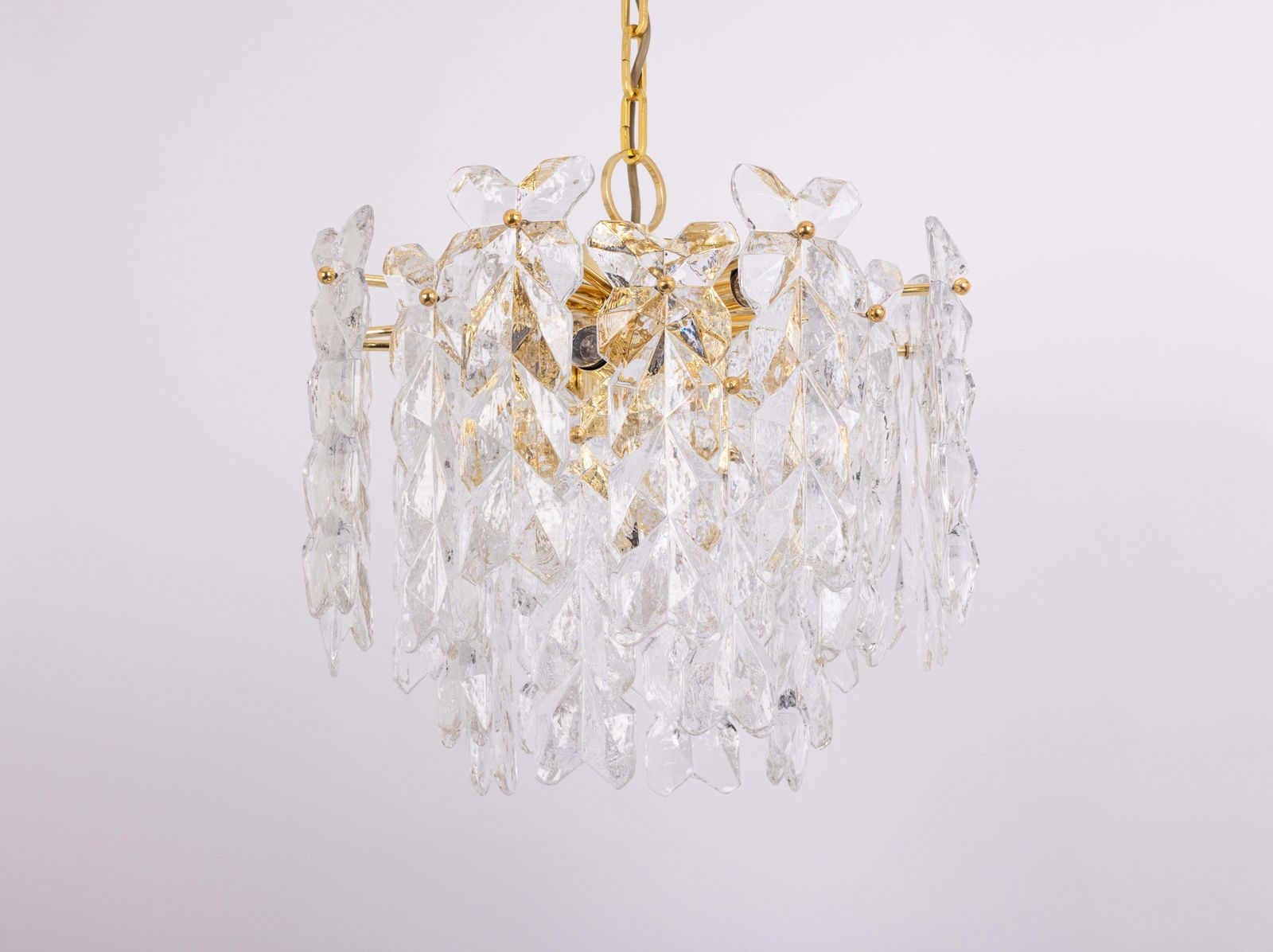 Large Gilt Brass, Crystal Glass Chandelier Palma, Kalmar, Austria, 1970s photo Lighting