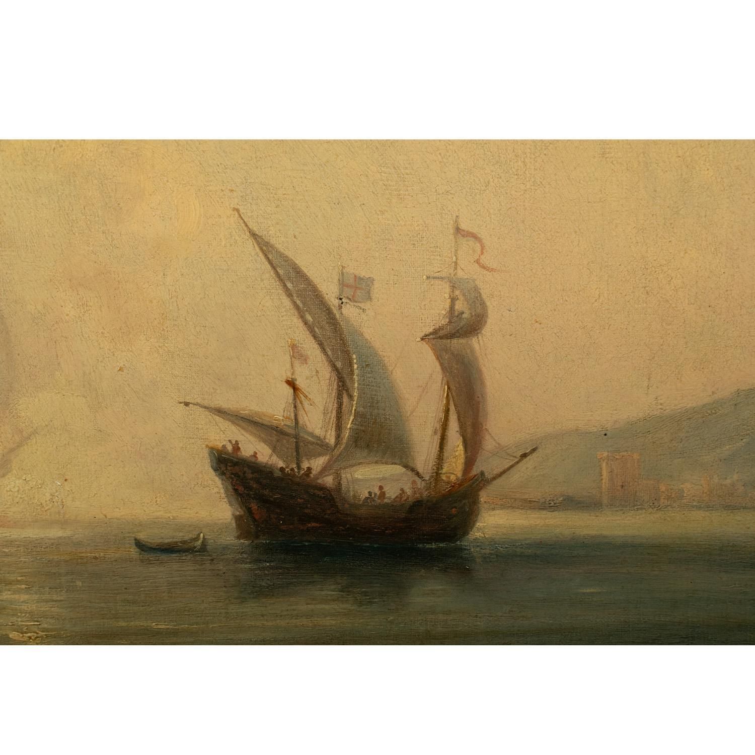 French School, 19th Century, Oil On Canvas   Spanish Galleons At Anchor In A Bay photo 1097.0