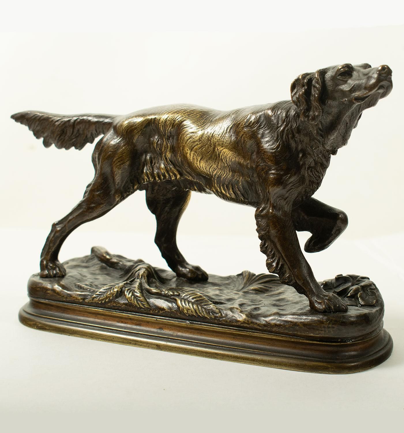 Bronze Sculpture By Jules Moigniez (1835–1894) Hunting Spaniel   19th Century photo vintage