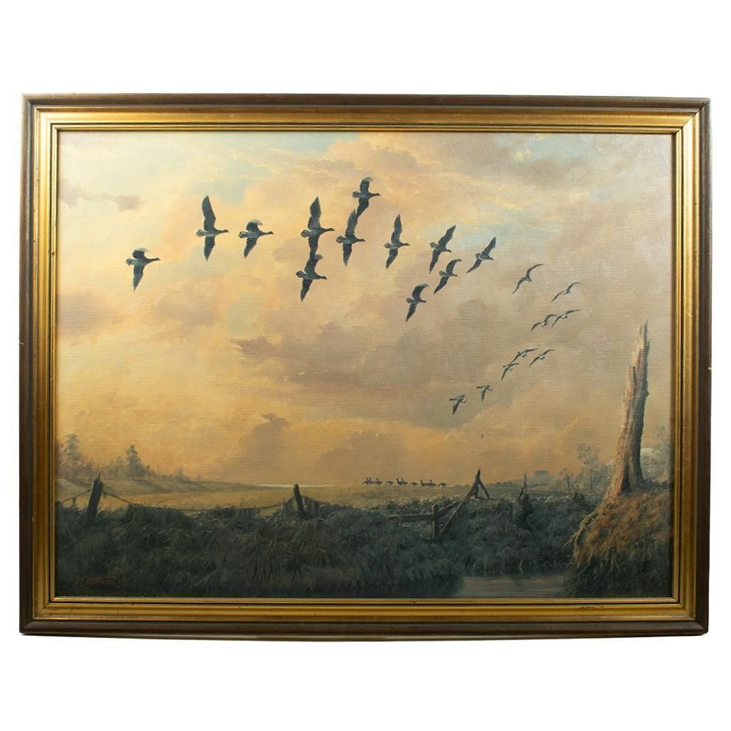 Peter Coulthard (1949   )   Shooting Geese On The Fens   Oil On Canvas