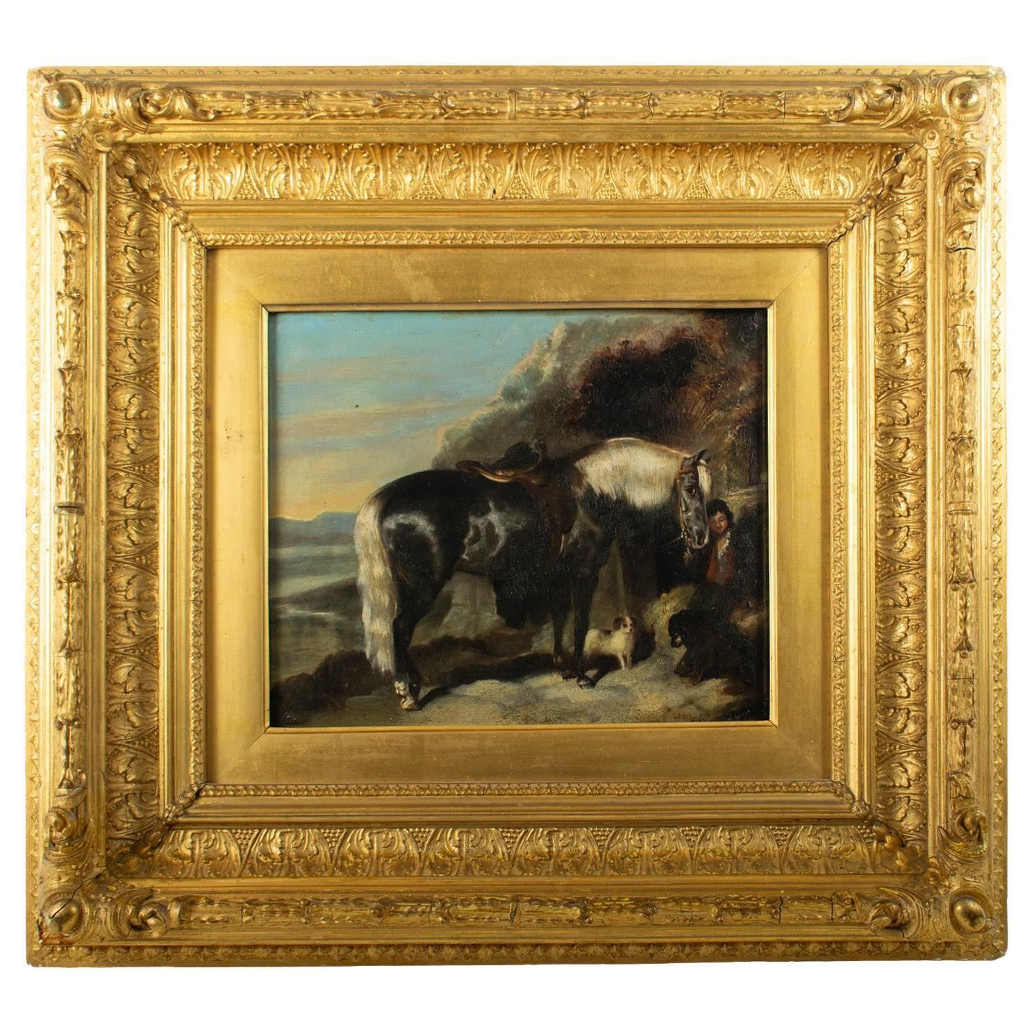 John Frederick II Herring (1815 1907)   Young Boy With A Pony And His Dogs