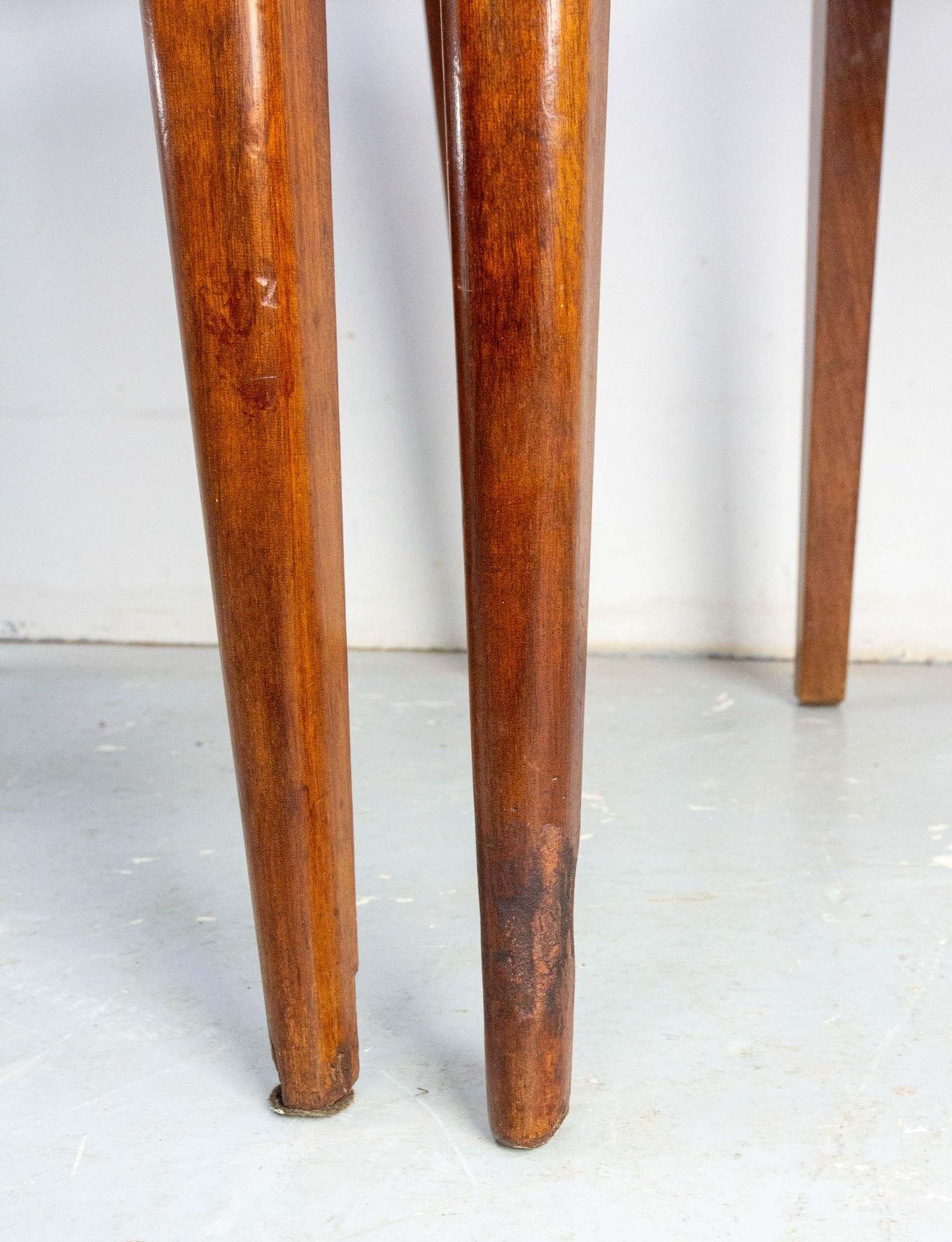 Six Blue Red Border Dining Chairs Teck And Skai Midcentury French, Circa 1960 photo 2150.0