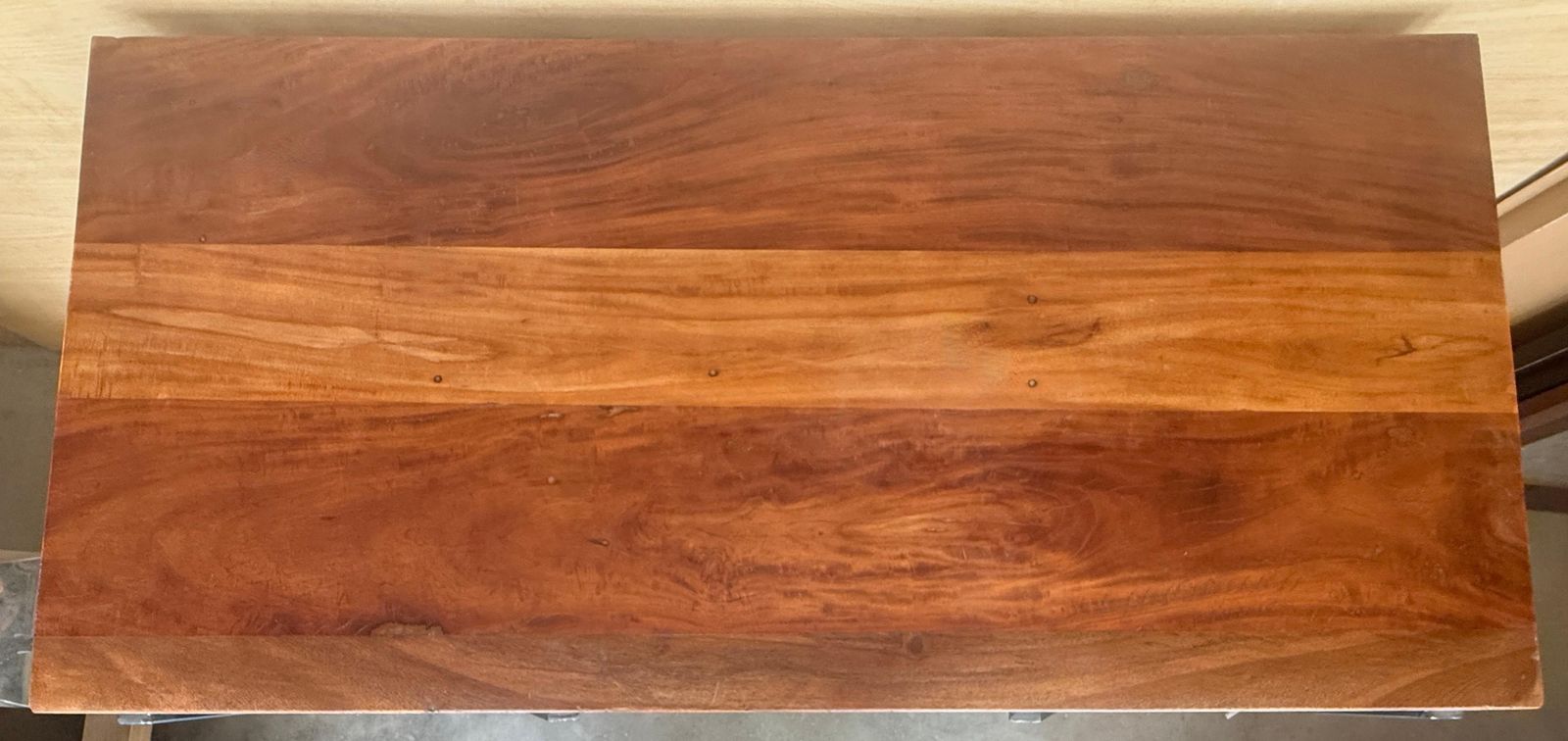2150.0 Console industrielle en bois rustique, piètement en X en métal photo