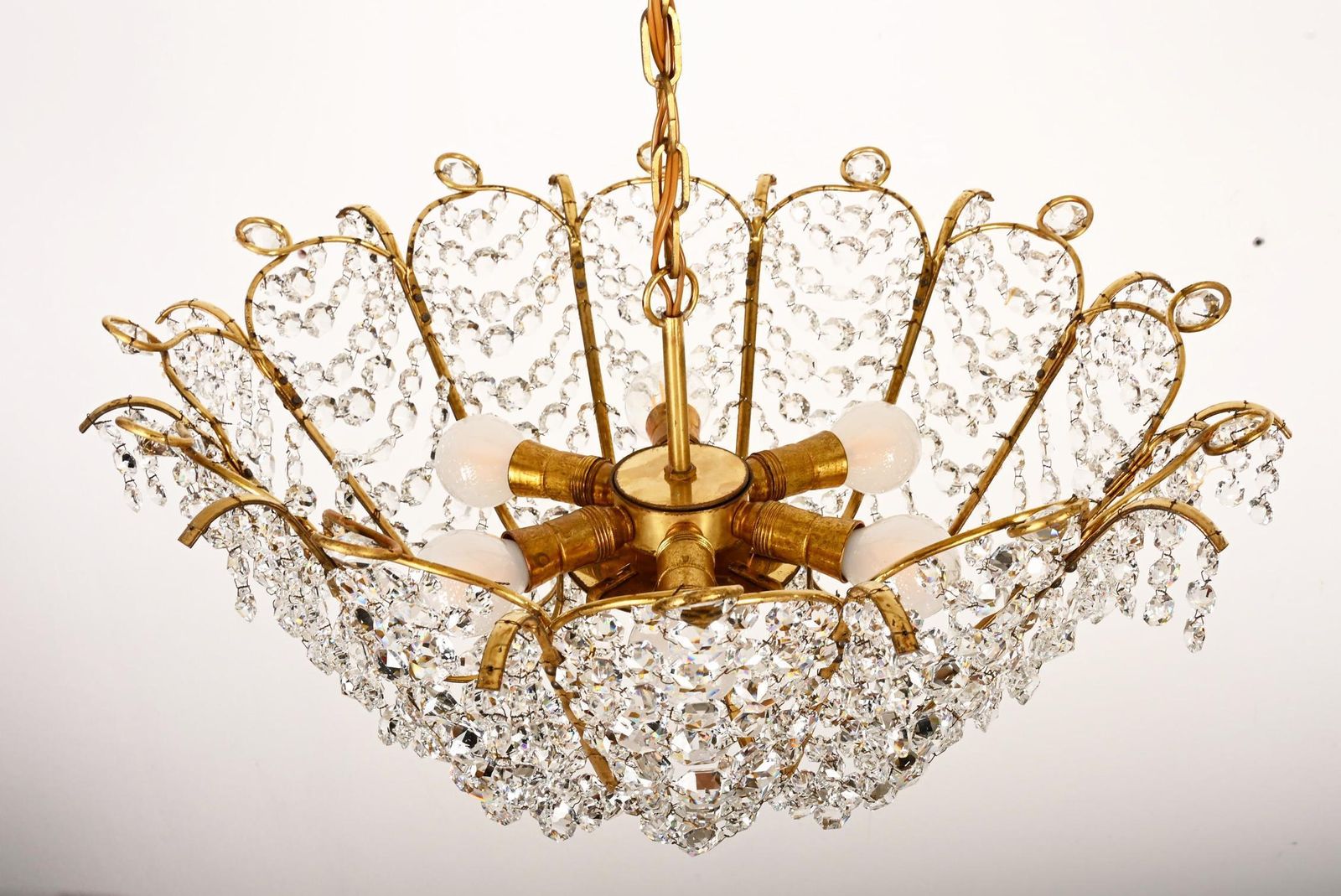 Brass And Glass Chandelier By Orrefors From The 1960s photo vintage