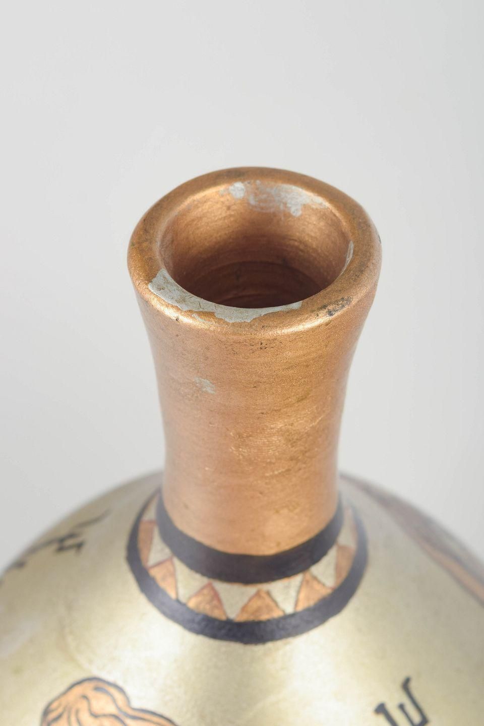 Bo Fajans. Faience Vase With Hand Painted Motif Of Seated Female Figures. photo for sale