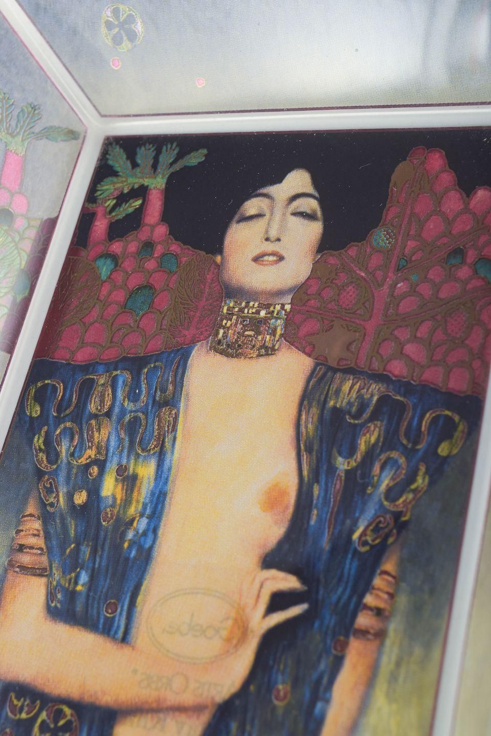 Goebel. Rectangular Glass Bowl With Gustav Klimt’s Judith I (1901) Motif. 1980s photo for sale