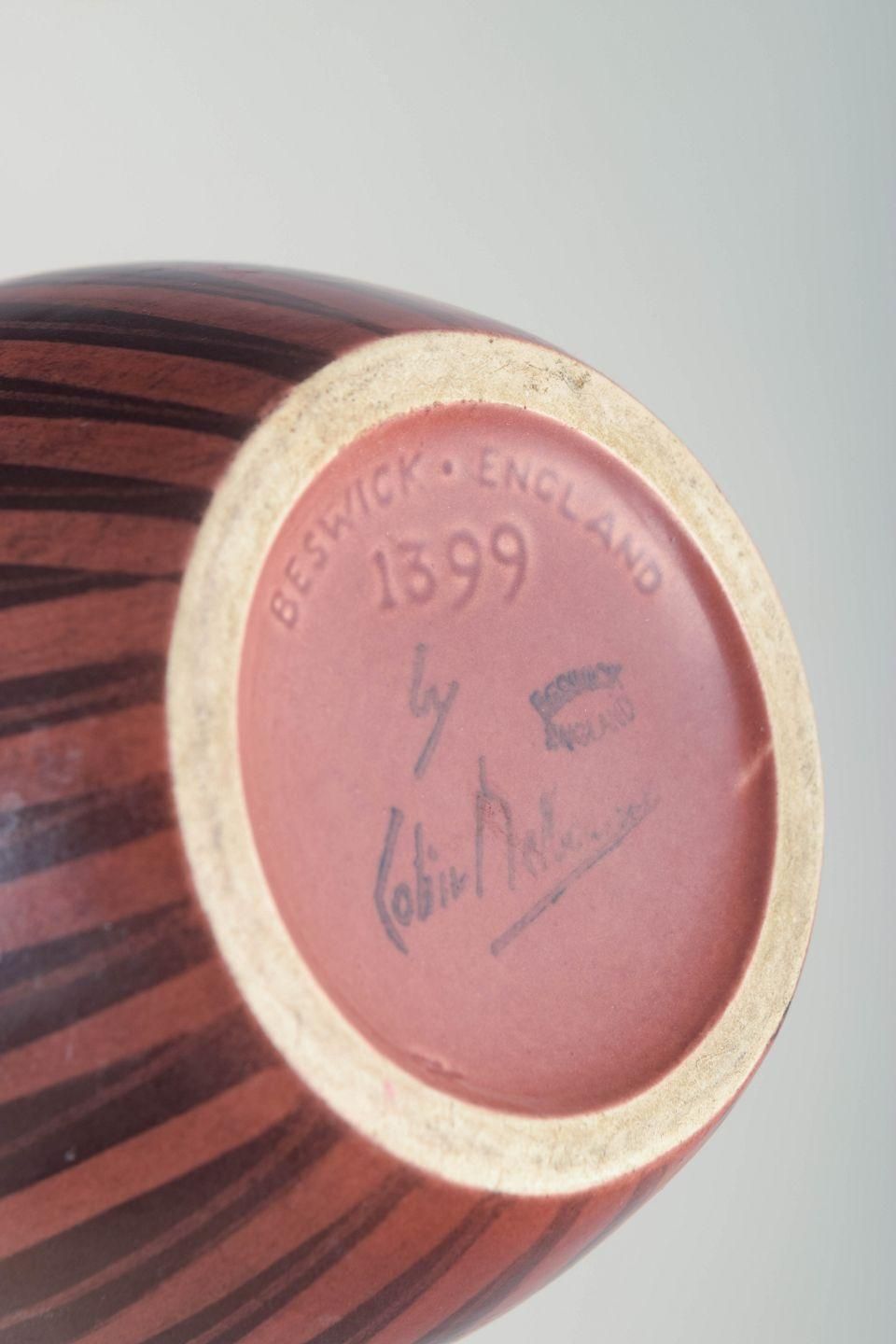 Vase en céramique Colin Melbourne pour Beswick, tons rougeâtres et bruns, milieu du XXe siècle photo Décoration