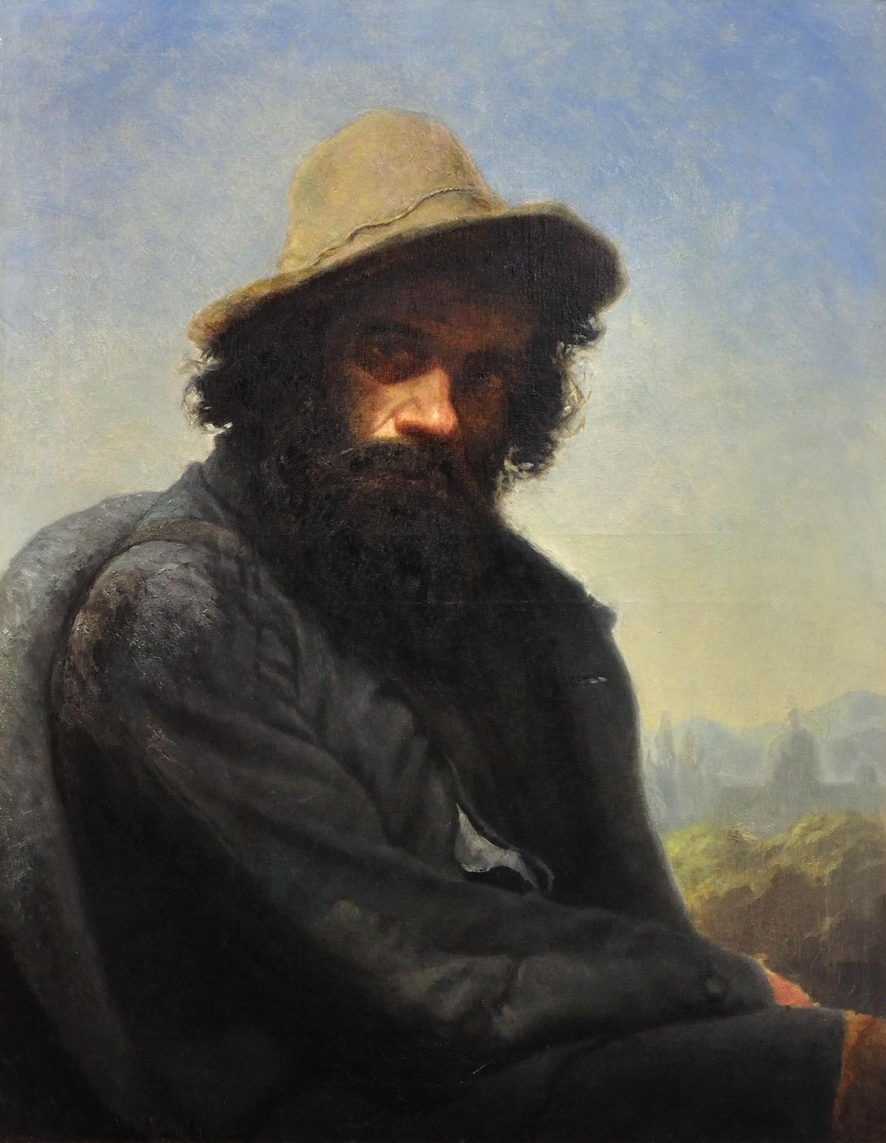 Albin Mattenheimer, 1823-1875. Autoportrait de l'artiste, Munich, 1875. Peinture à l'huile encadrée. photo furniture