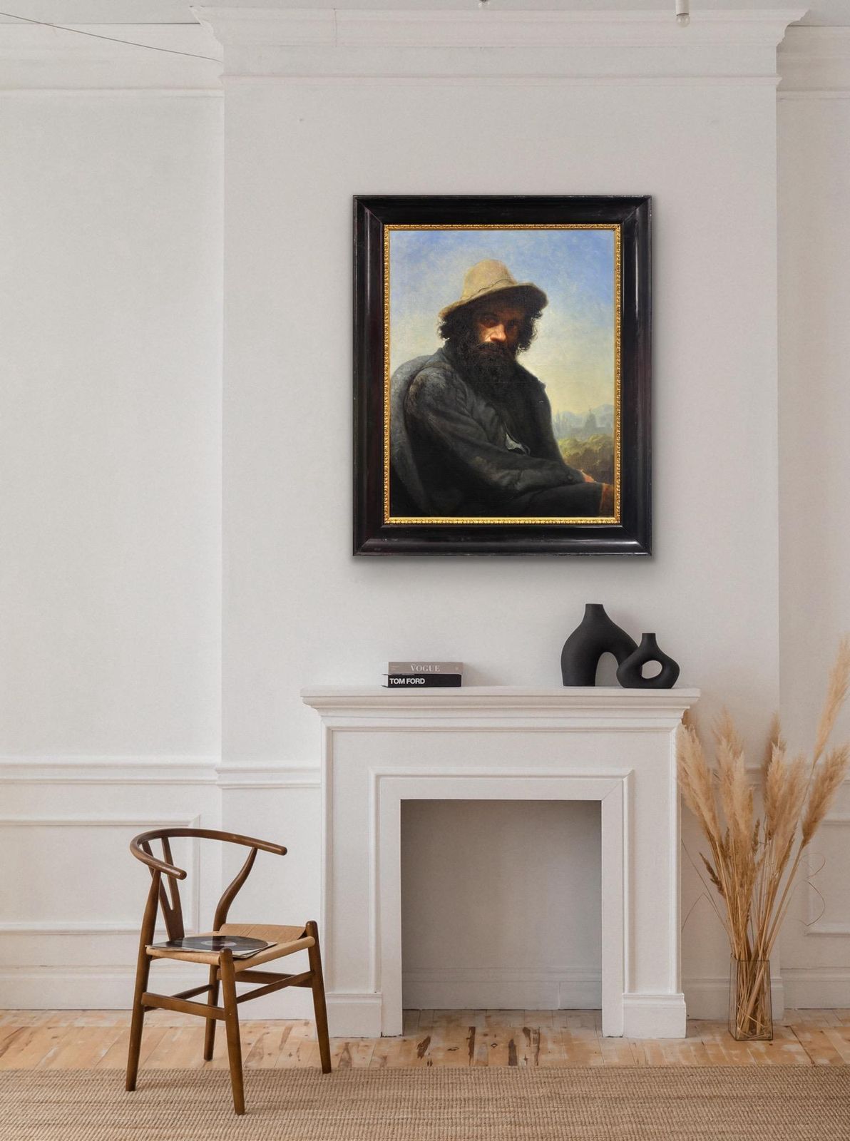 Albin Mattenheimer, 1823-1875. Autoportrait de l'artiste, Munich, 1875. Peinture à l'huile encadrée. photo vintage