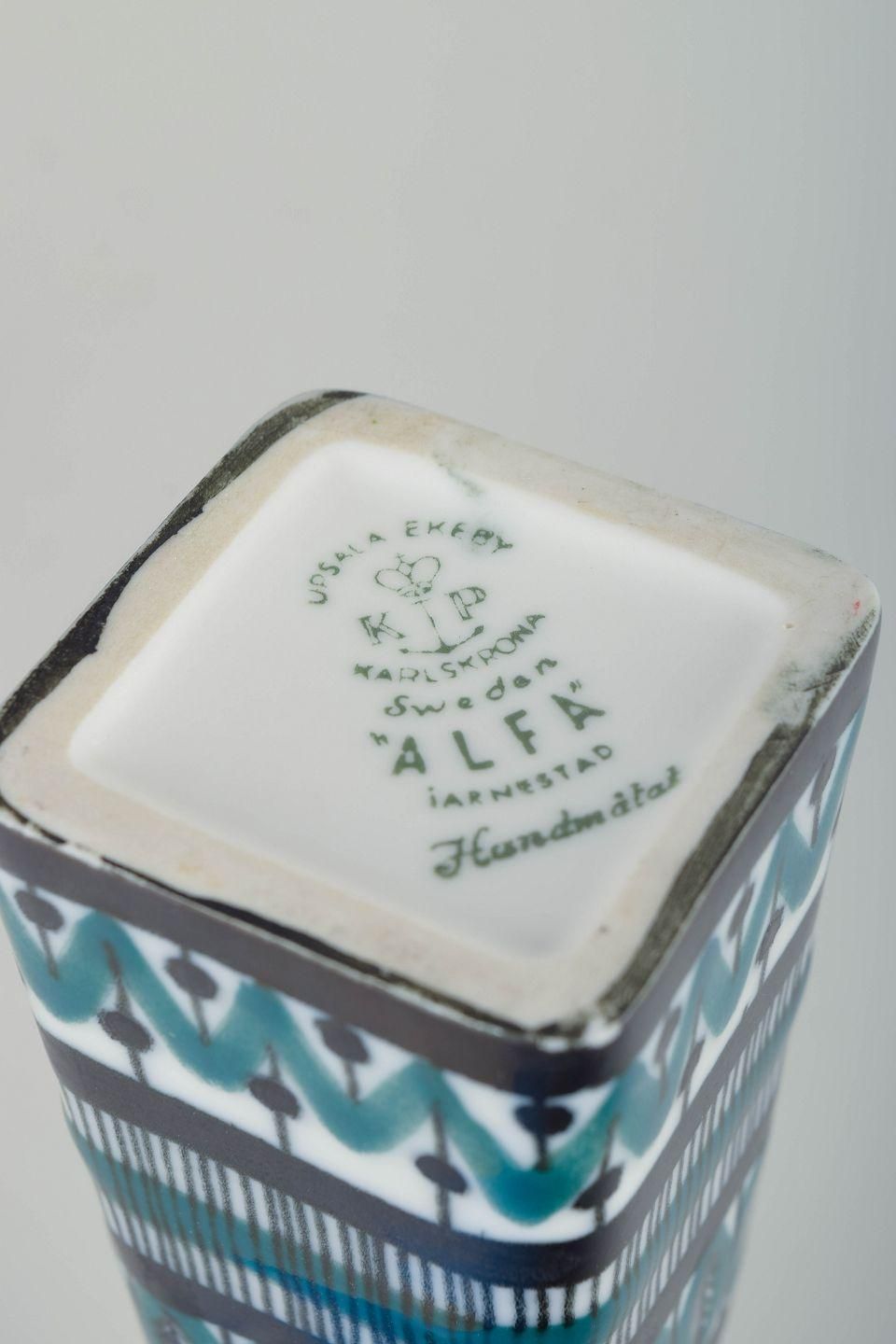 Upsala Ekeby / Karlskrona. Conical “Alfa” Vase In Faience. Mid 20th C. photo Home Decor