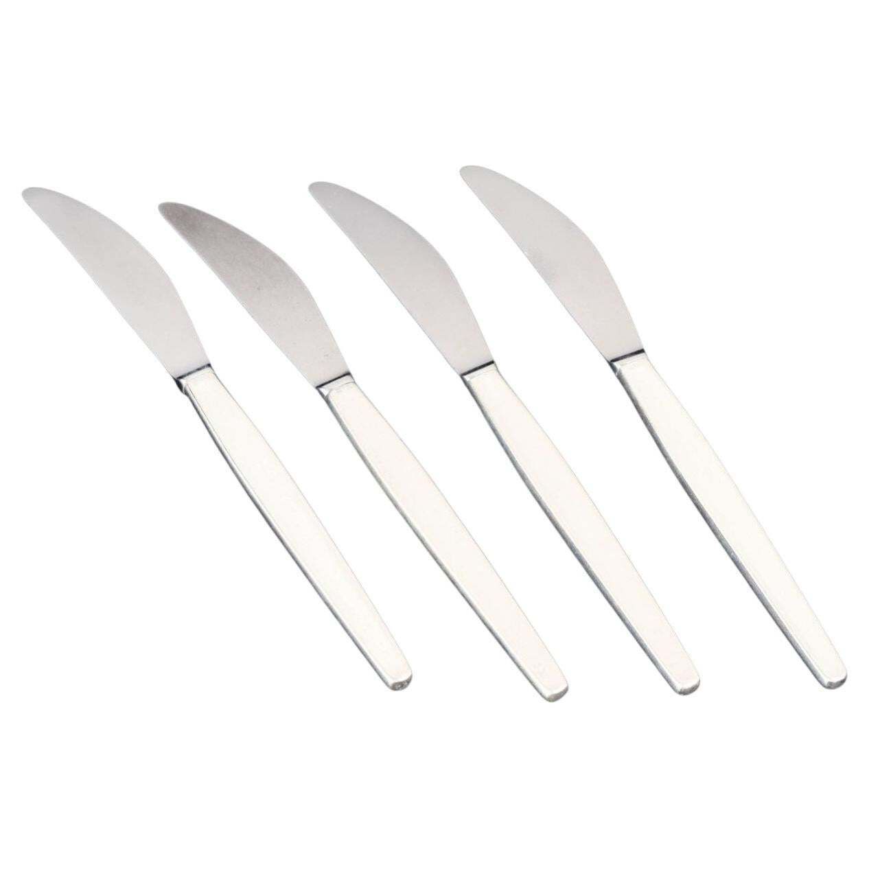 Georg Jensen. Four Cypress Lunch Knives In Sterling Silver And Stainless Steel.