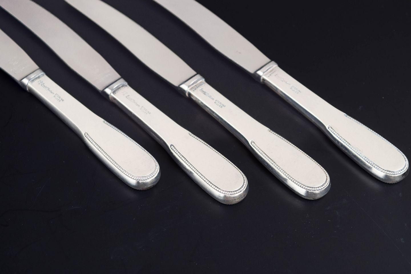 Evald Nielsen. Set Of Four Lunch Knives In Sterling Silver And Stainless Steel photo for sale
