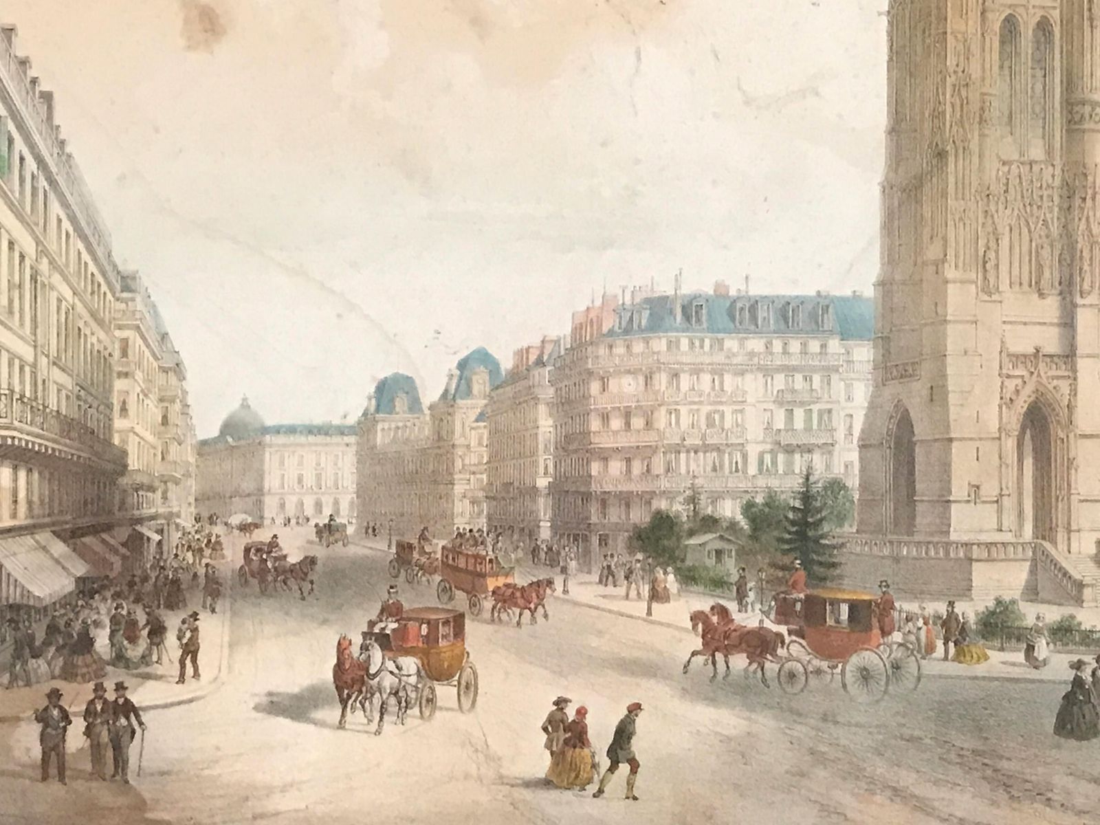 Art Pair Of Double Sided 19th Century European Watercolours – Paris, Venice photo