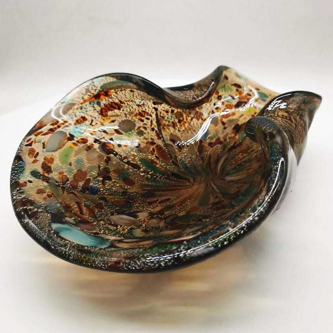 1950s Big Ashtray In Murano Glass Attributed To Dino Martens. Made In Italy. 20cm /