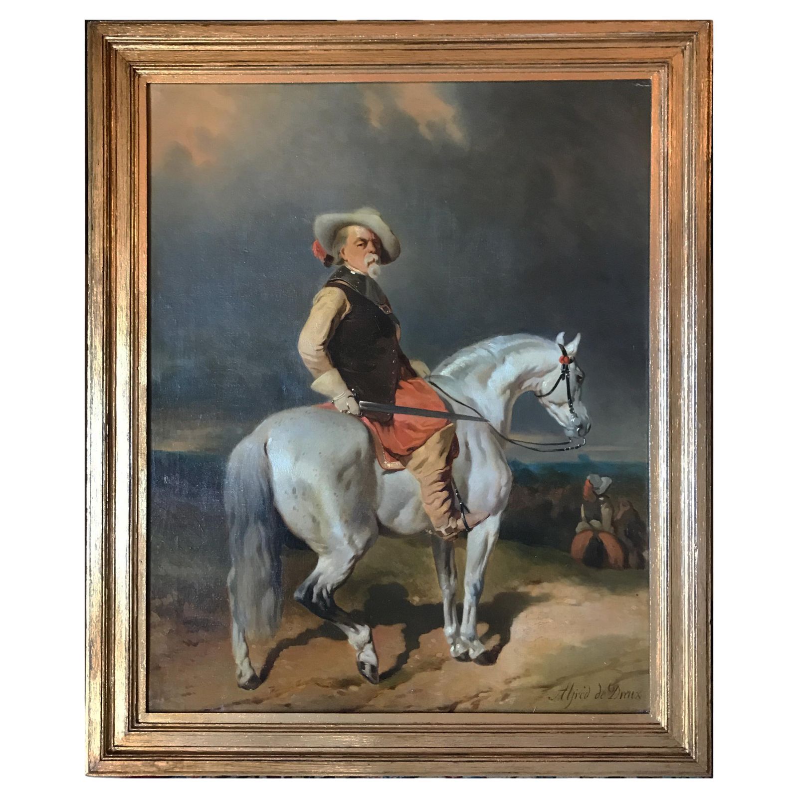Peinture à l'huile française du XIXe siècle : Alfred De Dreux   Capitaine Des Mousquetaires3