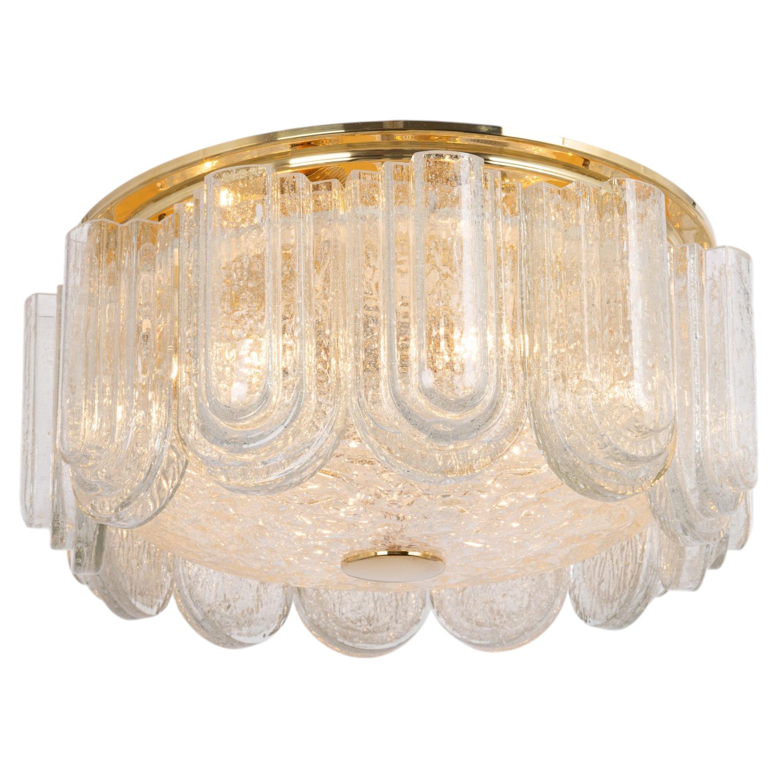 Grote Murano glazen buizen plafondlamp met messing, Doria, Duitsland, jaren 1960