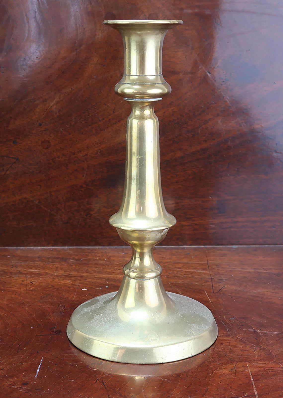 Antieke Ronde Voet Messing Kandelaar, Engels, 19e Eeuw photo furniture