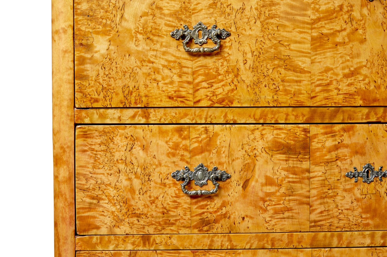 Furniture Mid 19th Century Burr Birch Swedish Secretaire Chest Of Drawers photo