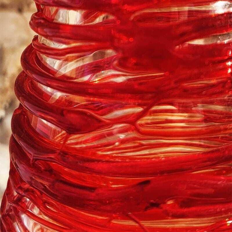 Mid Century Stunning Vase In Hand Worked Murano Glass By Sergio Costantini Signed On The Bottom. Made In Murano, Italy photo vintage