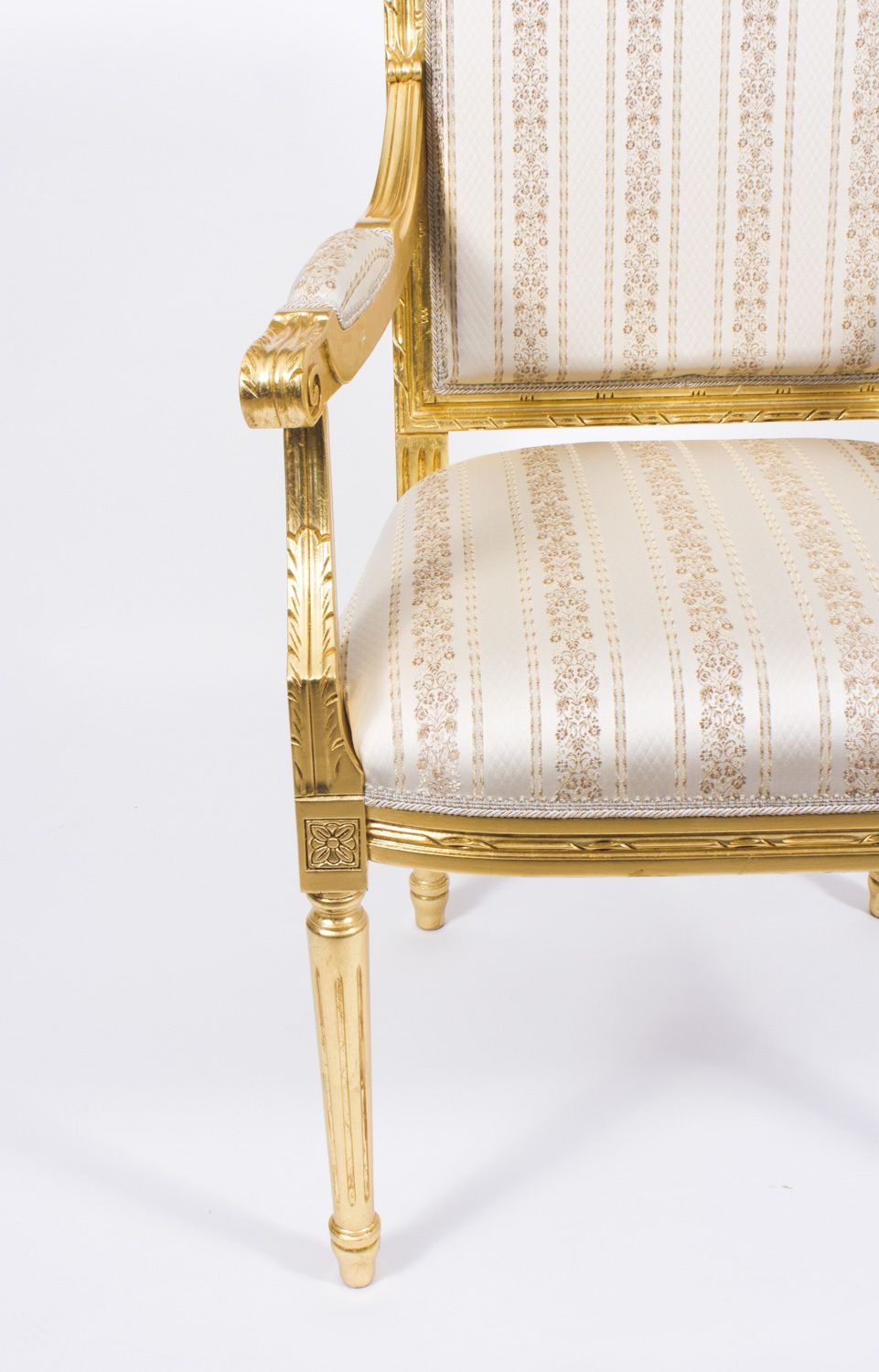 Pair Bespoke French Louis XVI Carved Giltwood Armchairs photo vintage