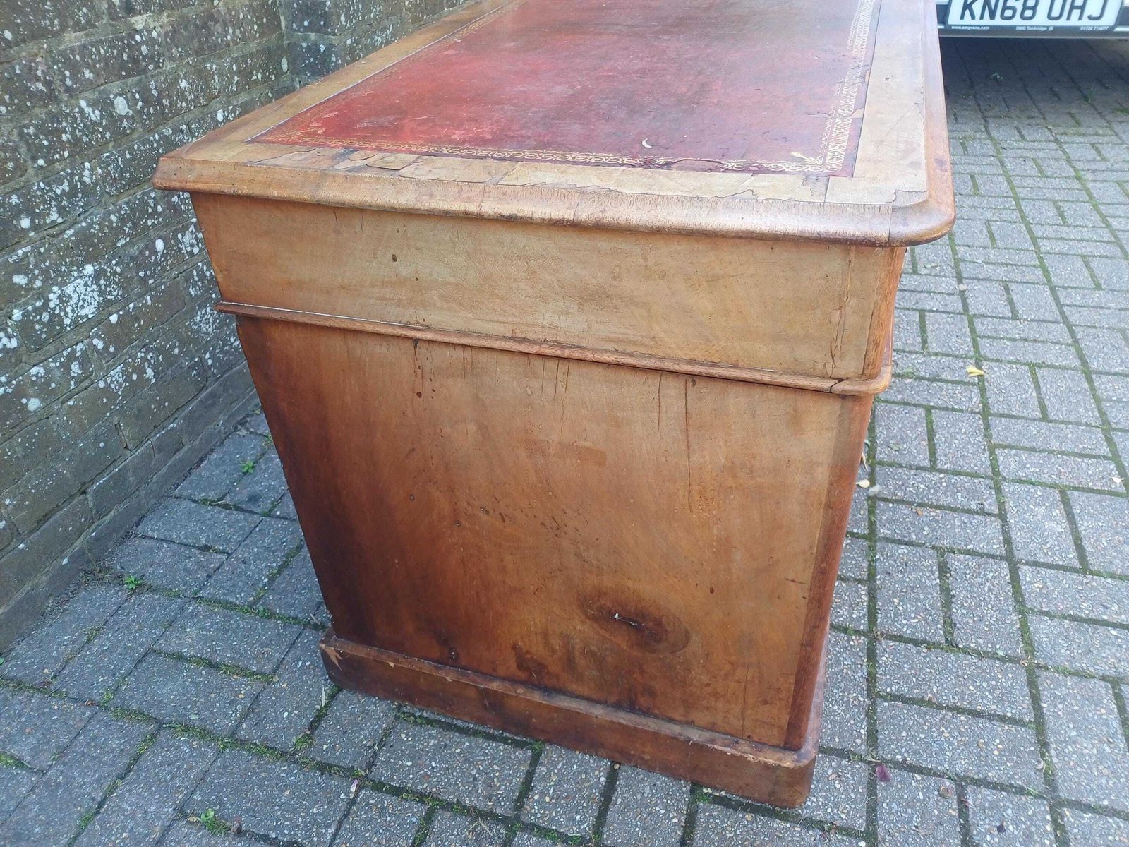 Mature Victorian Walnut Pedestal Desk C1870 Antique Kneehole Writing Desk photo Furniture