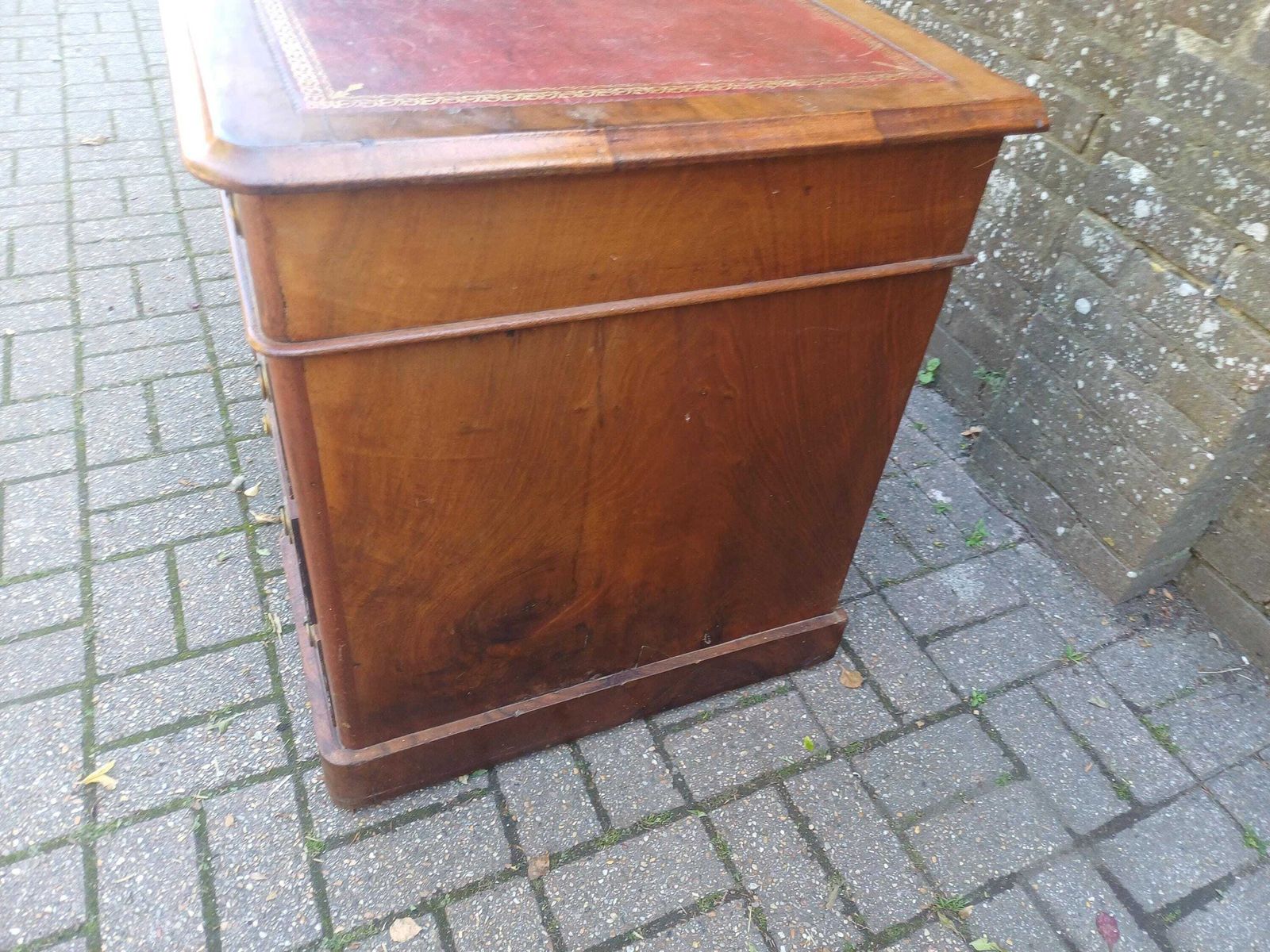 675.0 Mature Victorian Walnut Pedestal Desk C1870 Antique Kneehole Writing Desk photo