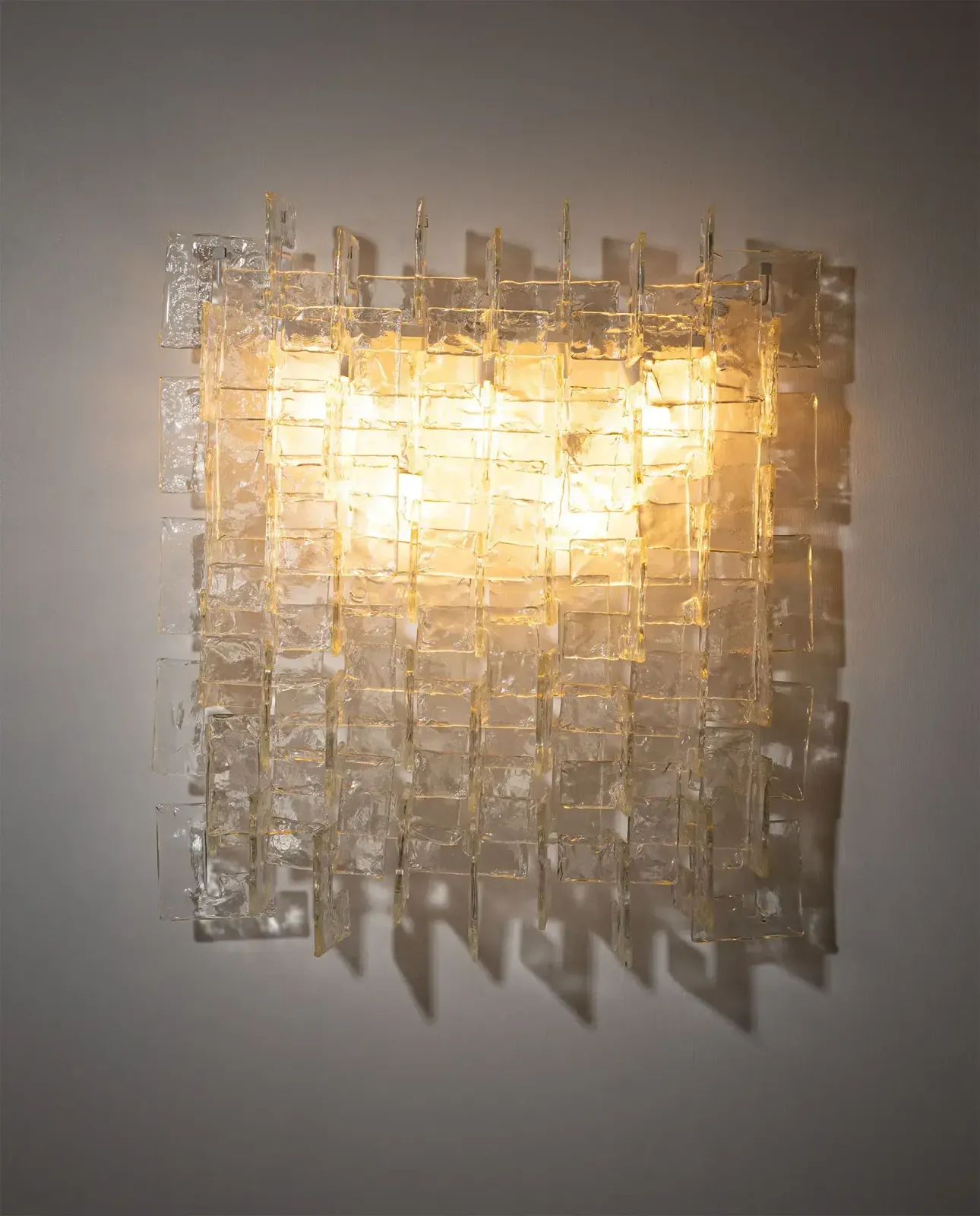 Carlo Nason, Sculpturele Wandlamp van Kantglas, jaren 1970