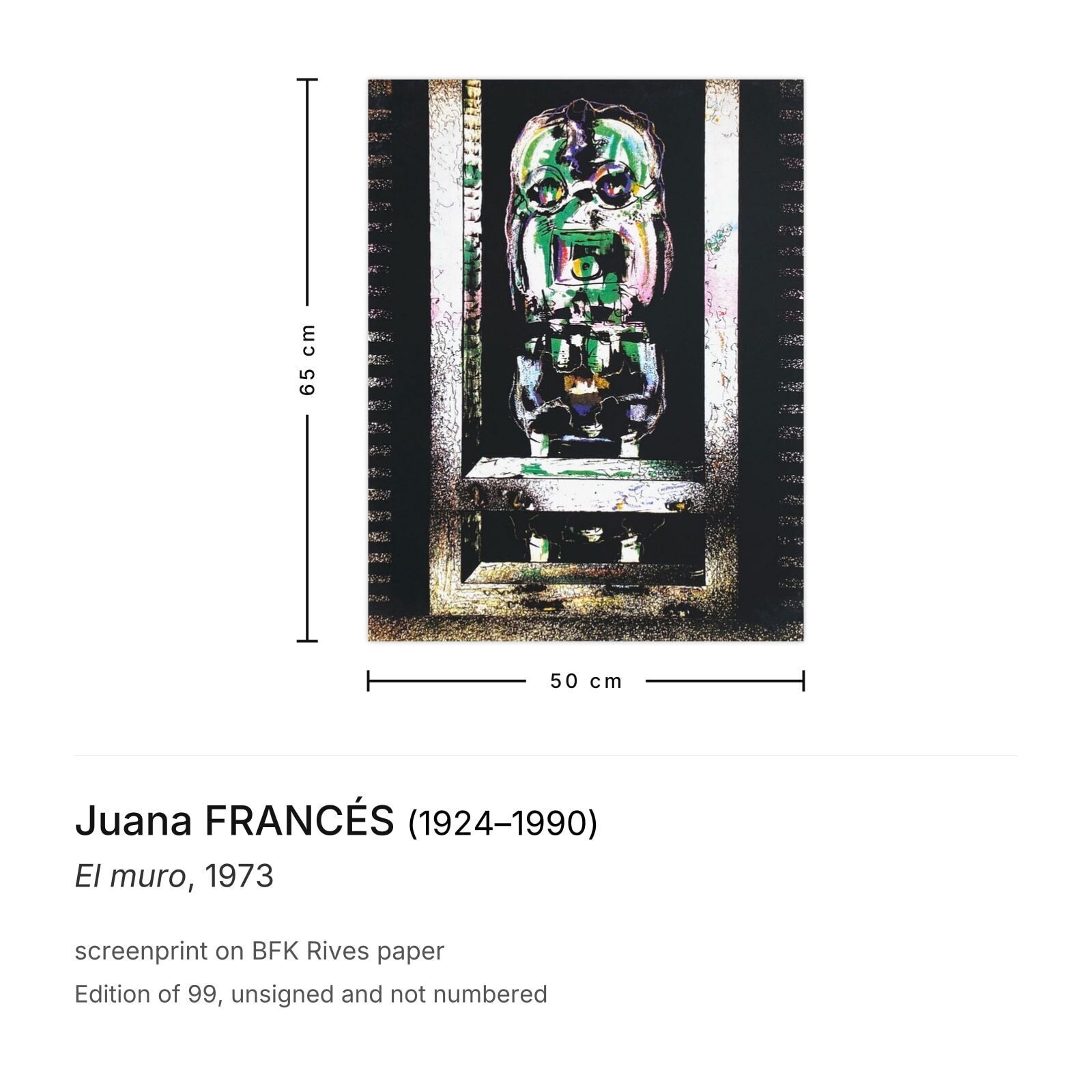 Juana Francés Screenprint El Muro 1973 photo furniture